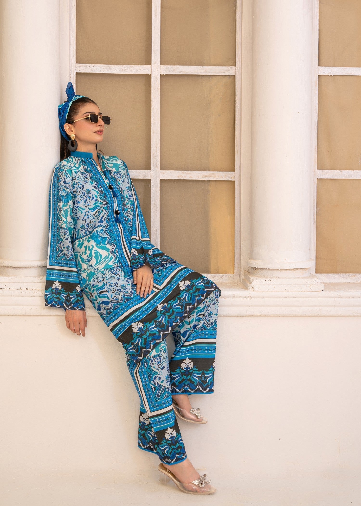 swiss lawn Co Ord Sets in Sky blue, blue