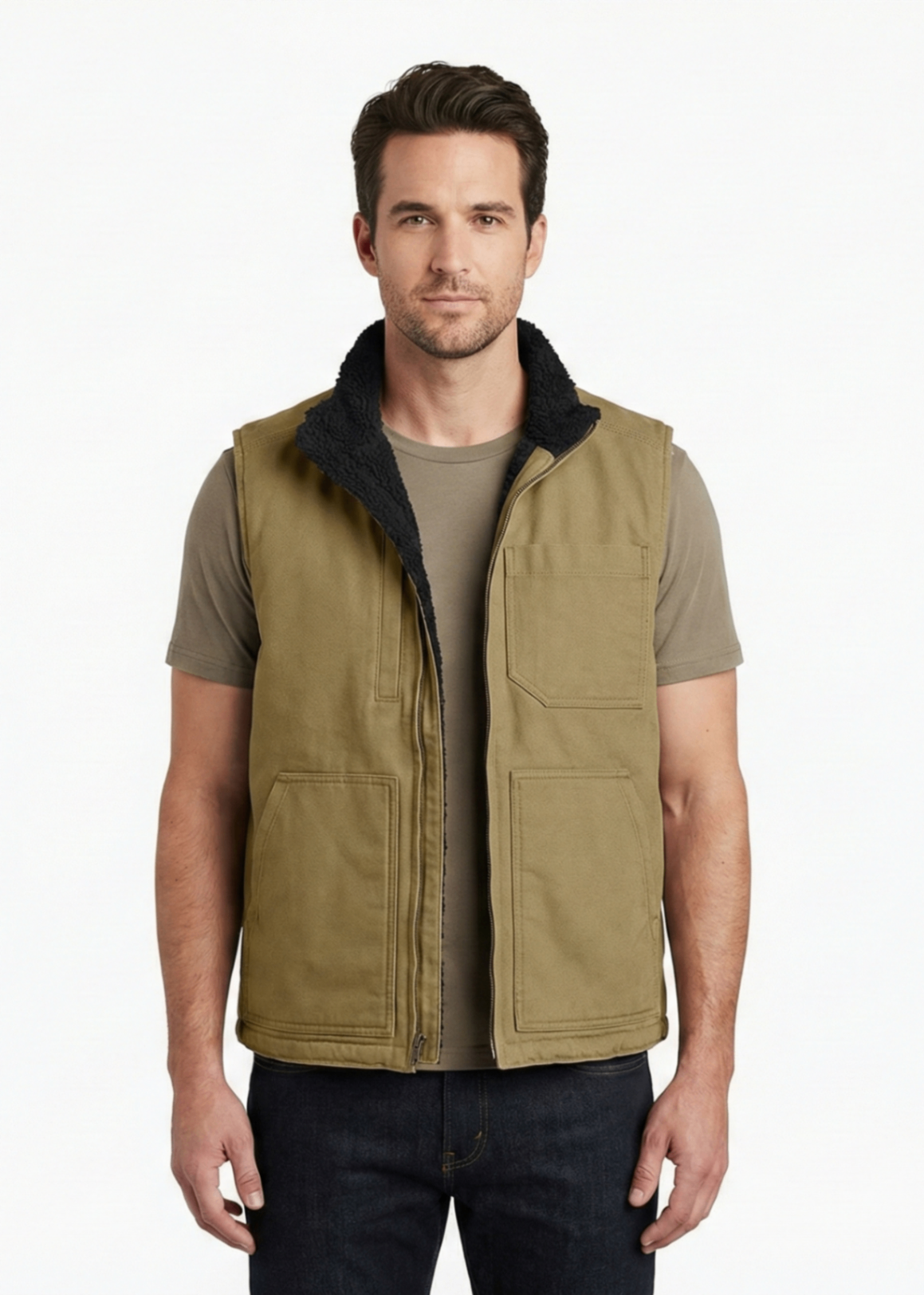 twill cambric Jacket in Camel brown