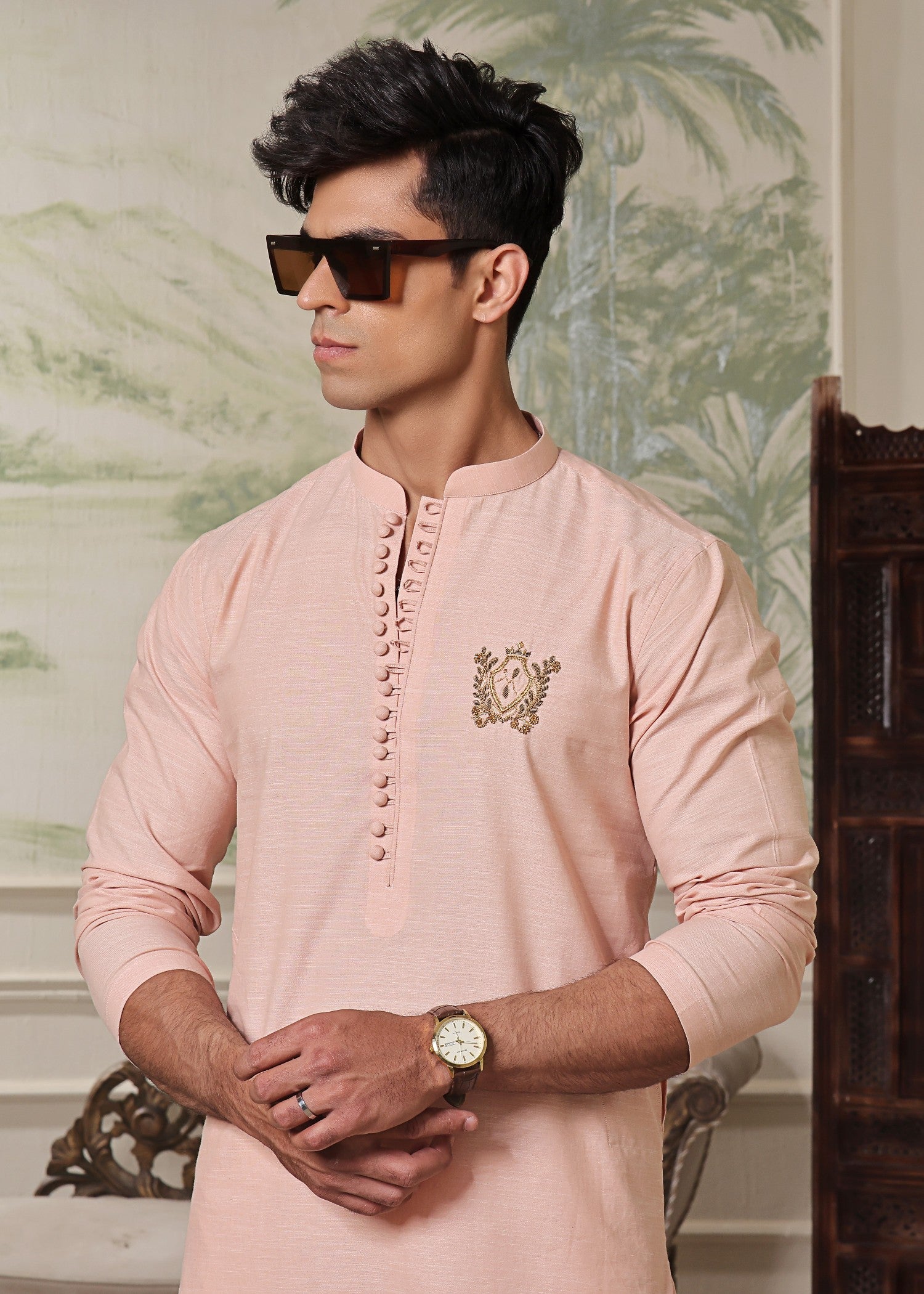 cotton linen Kurta in Pastel pink
