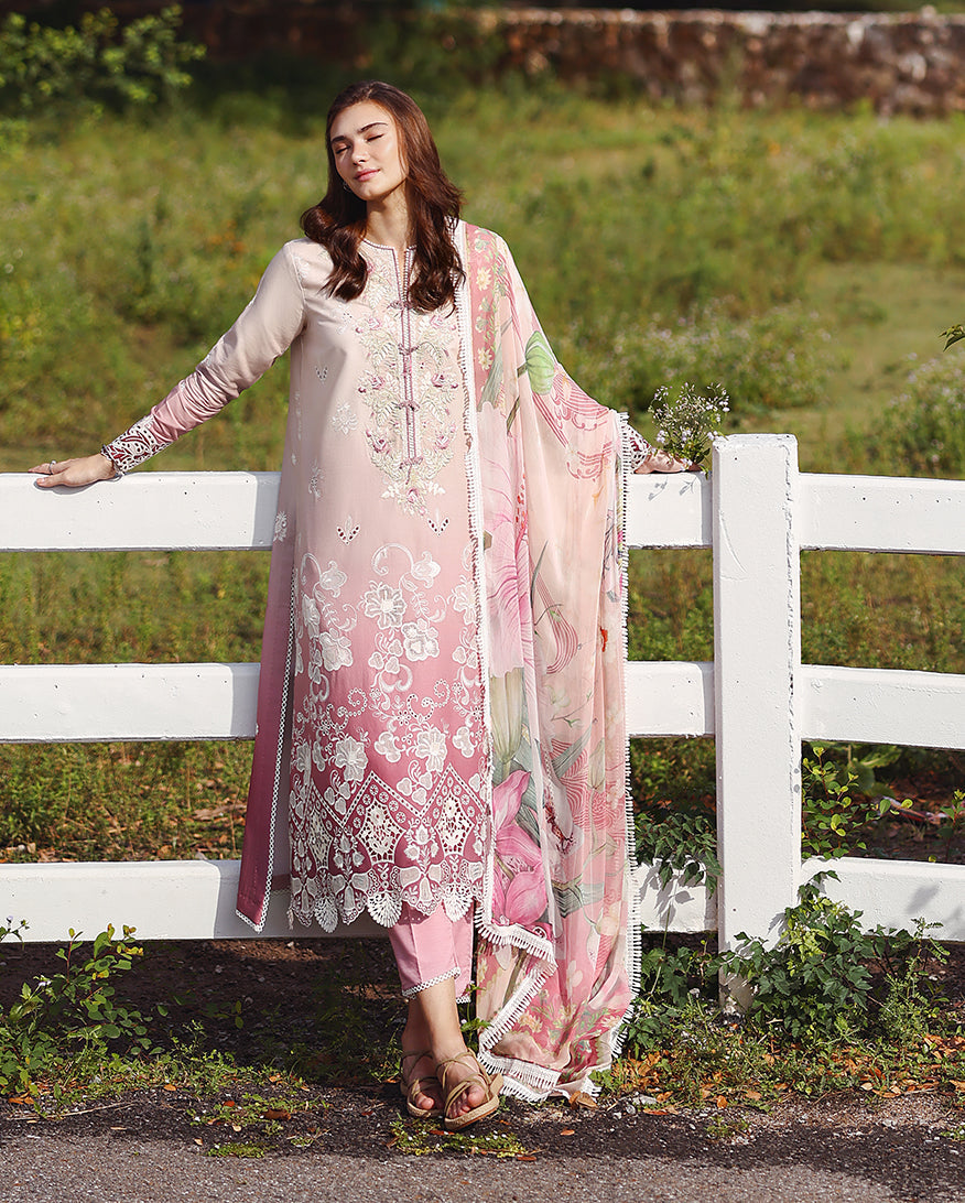 Solace Ombre Chikankari Lawn – Dew Drift
