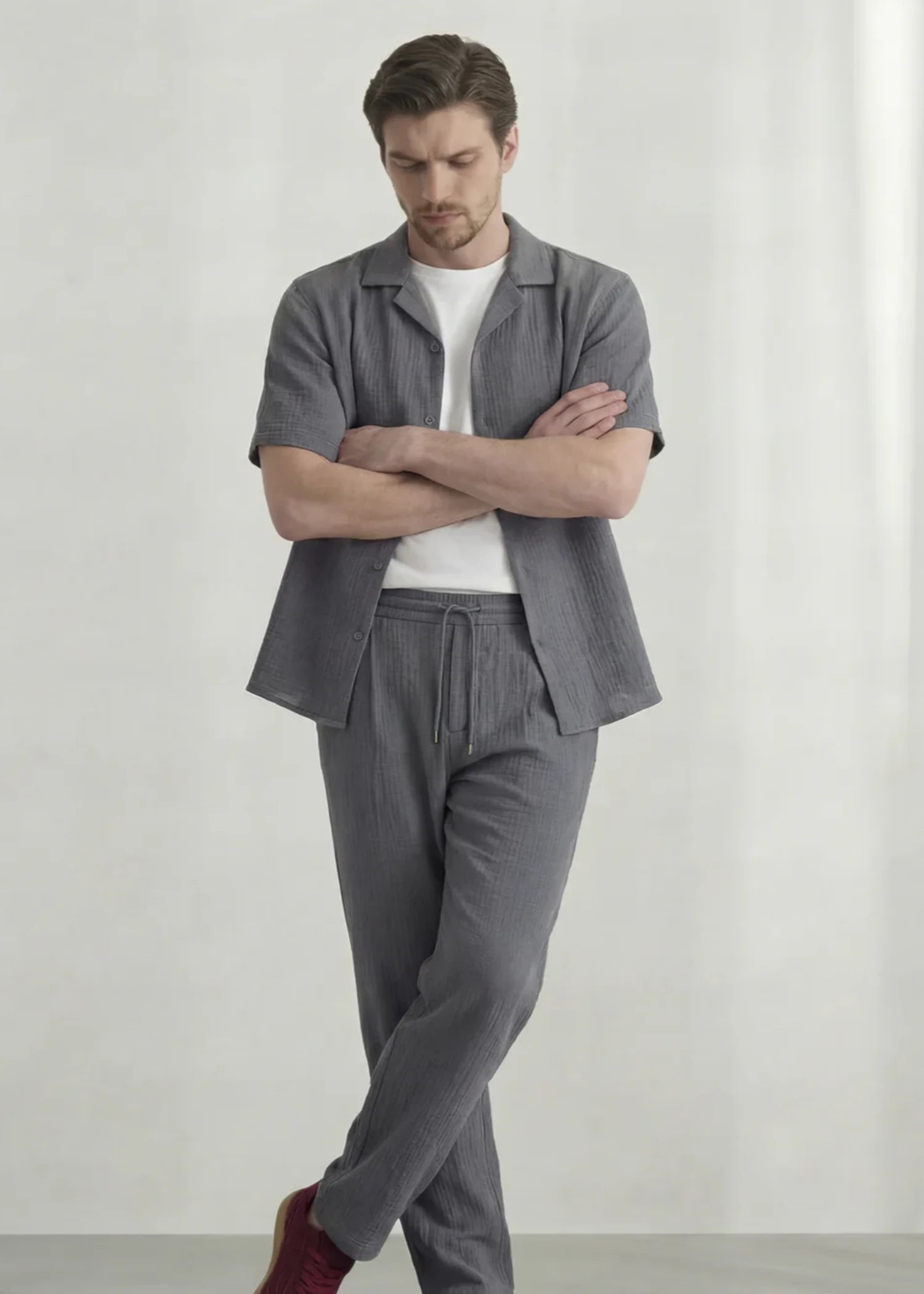 polyester Casual Shirt in Grey