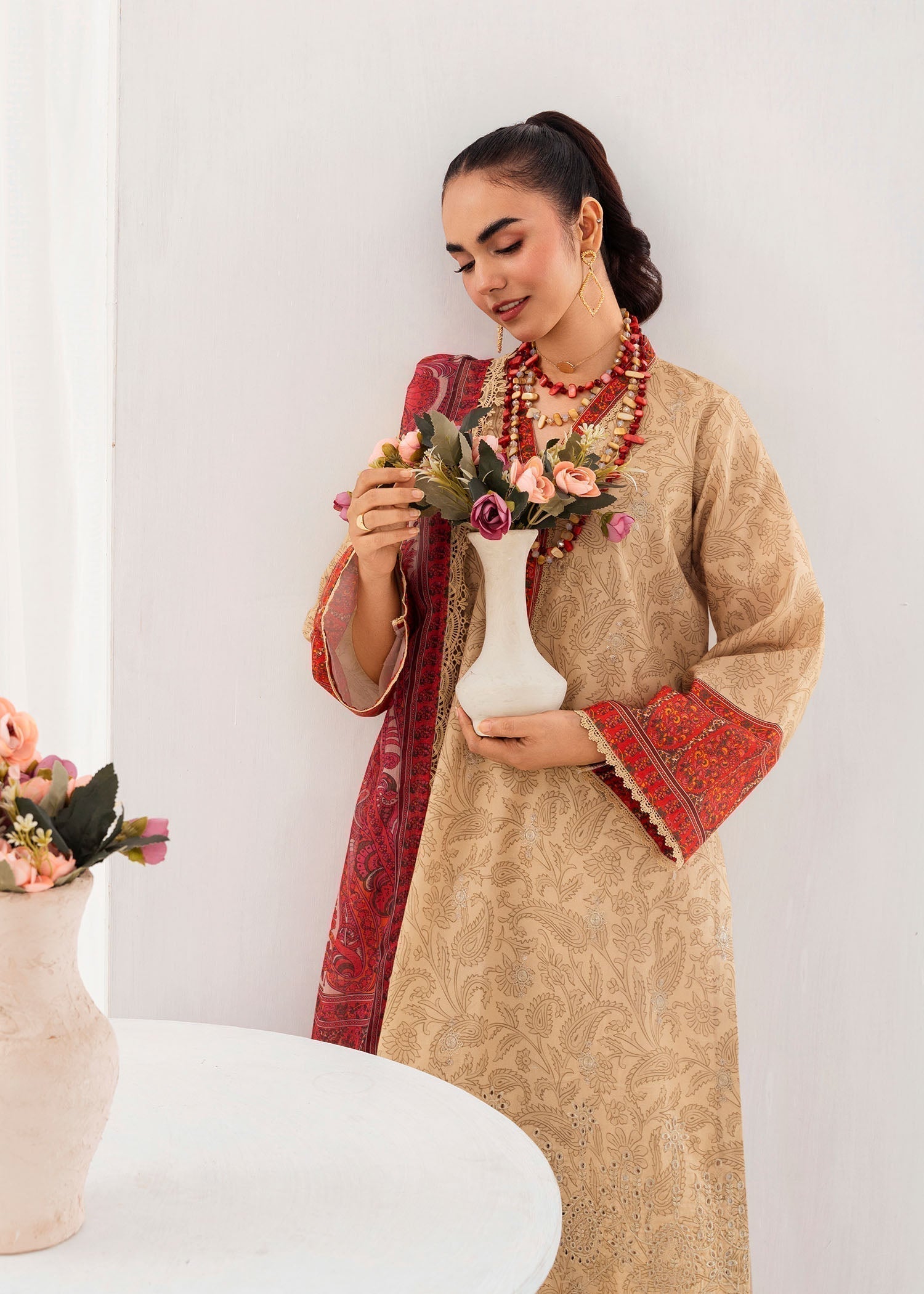 lawn Kurta Set in Wheat