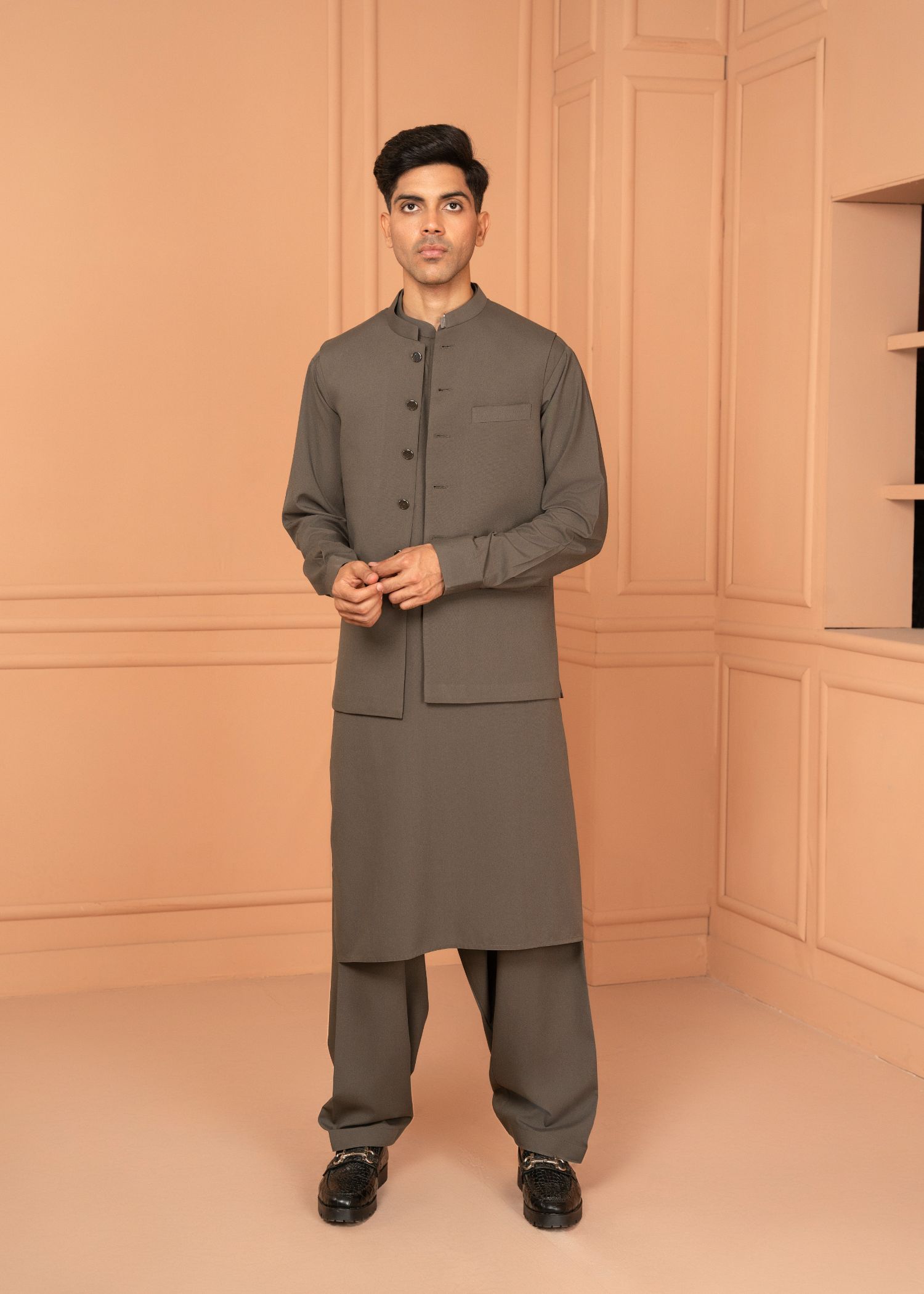 wash & wear Waistcoat in Slate grey