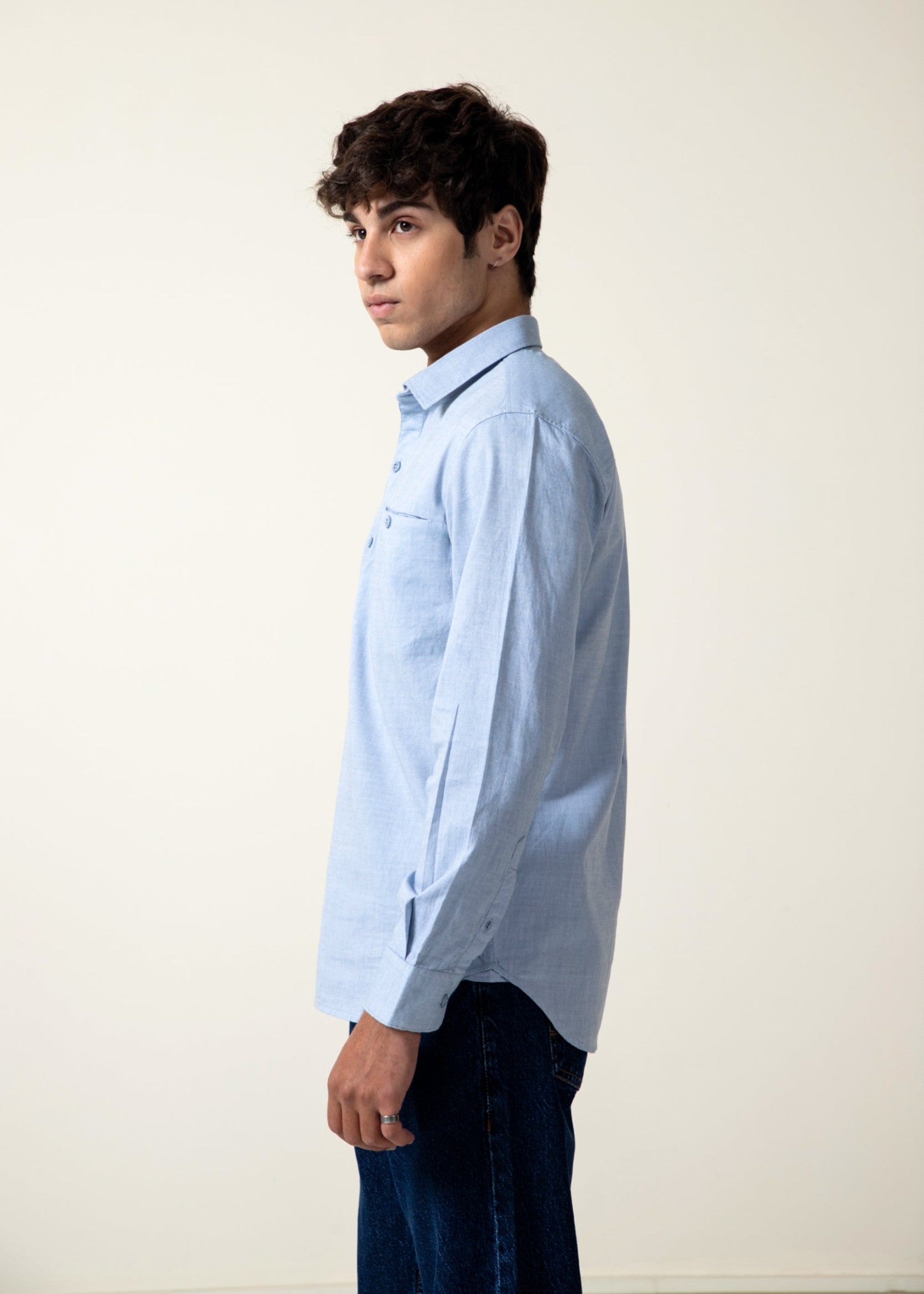 chambray Casual Shirt in Baby blue