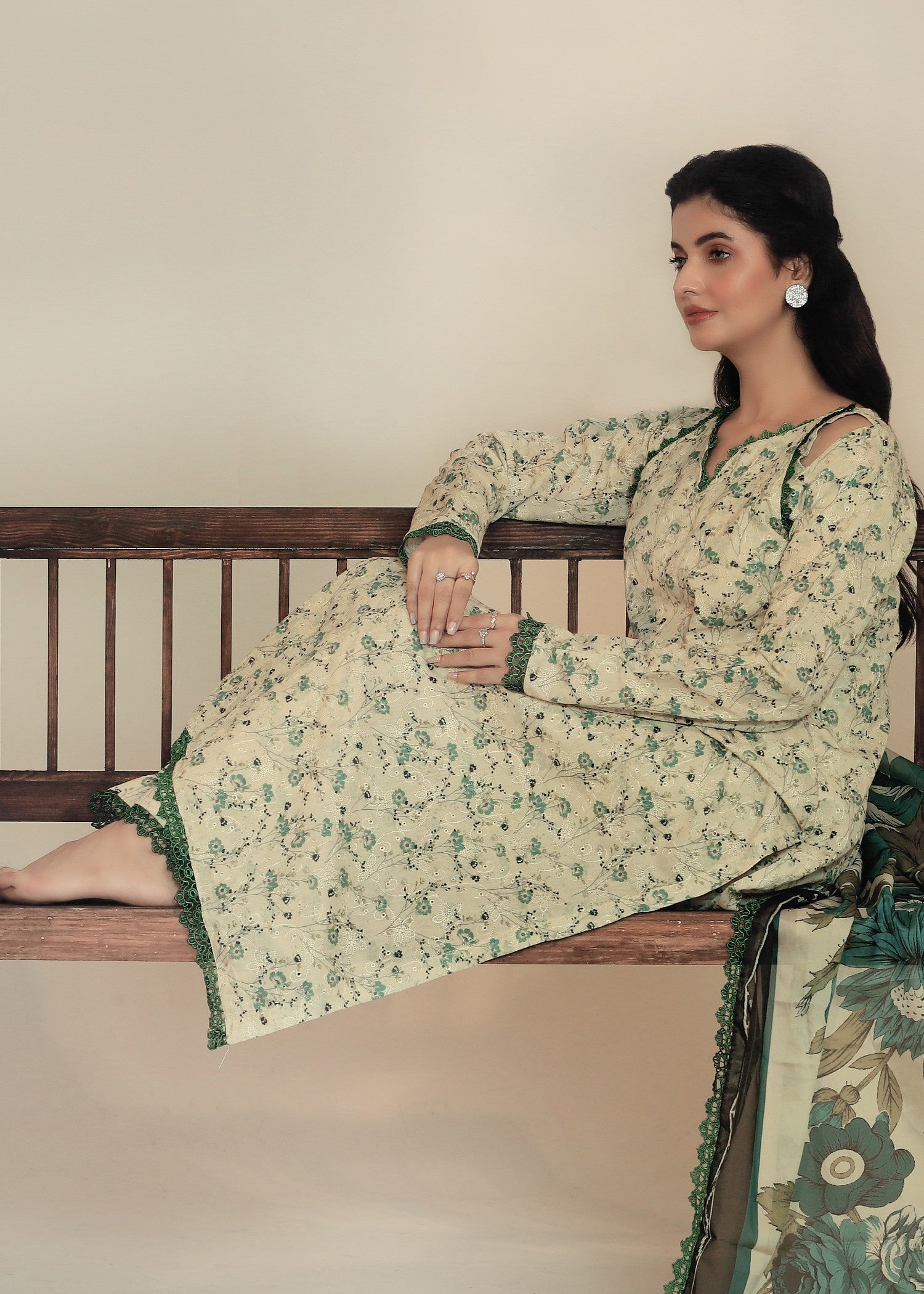 blended cambric Unstitched in Pistachio green