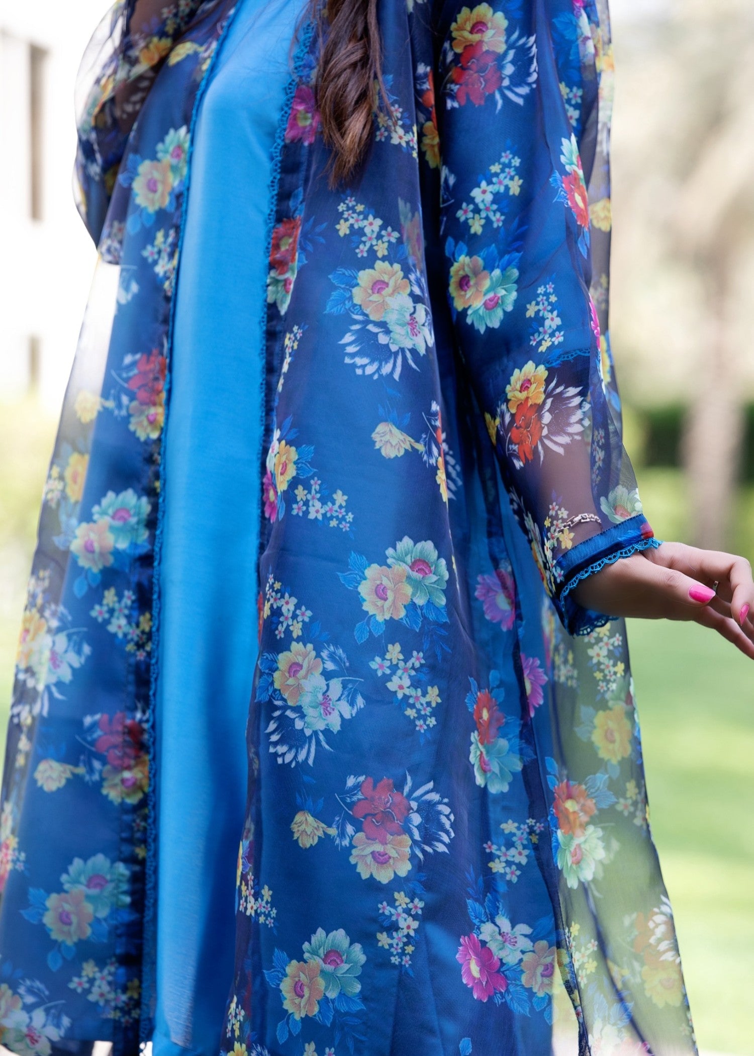 silk Gown in Cornflower blue