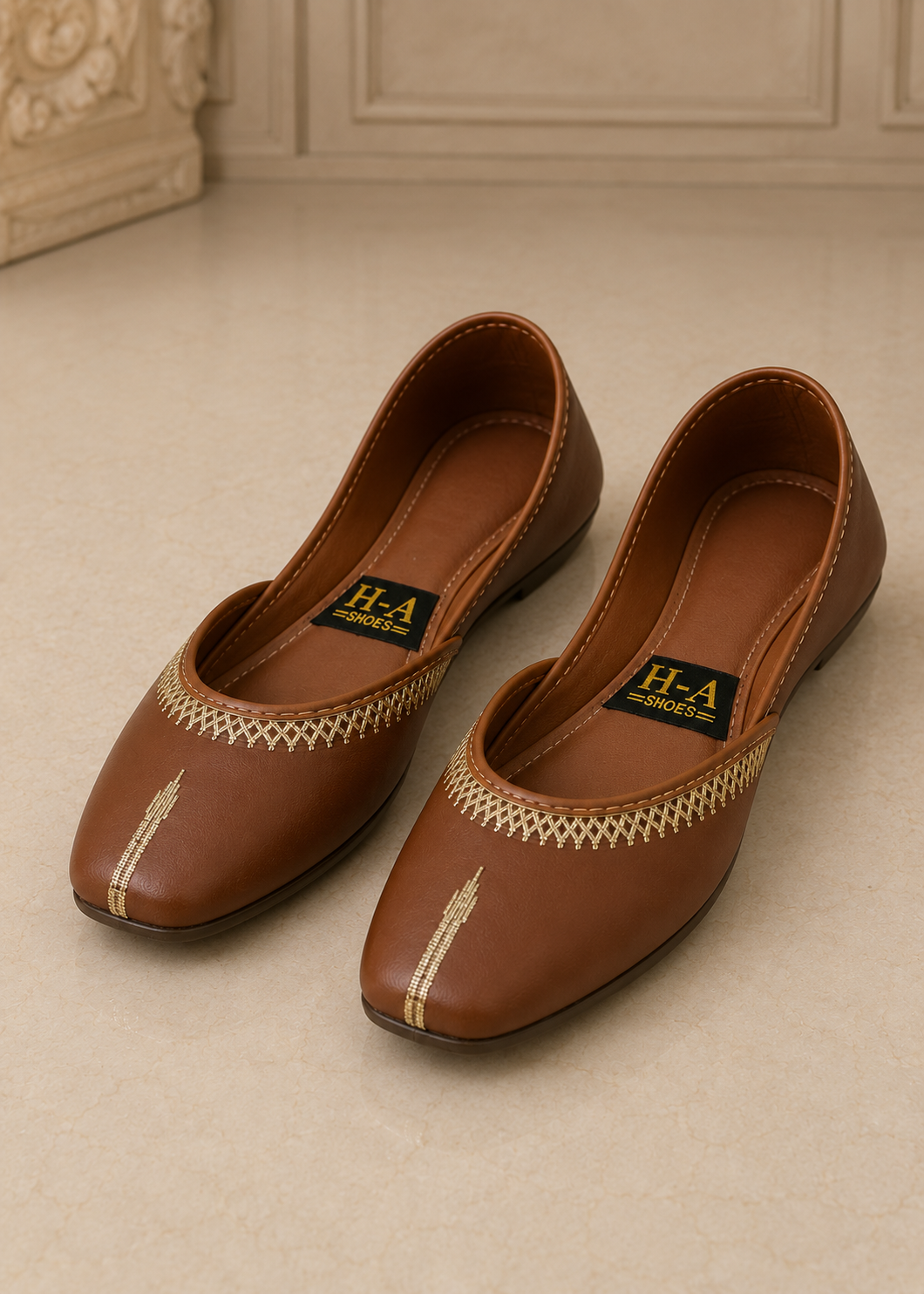 Khussa in Caramel brown by - High Quality Women Khussa FBU7797