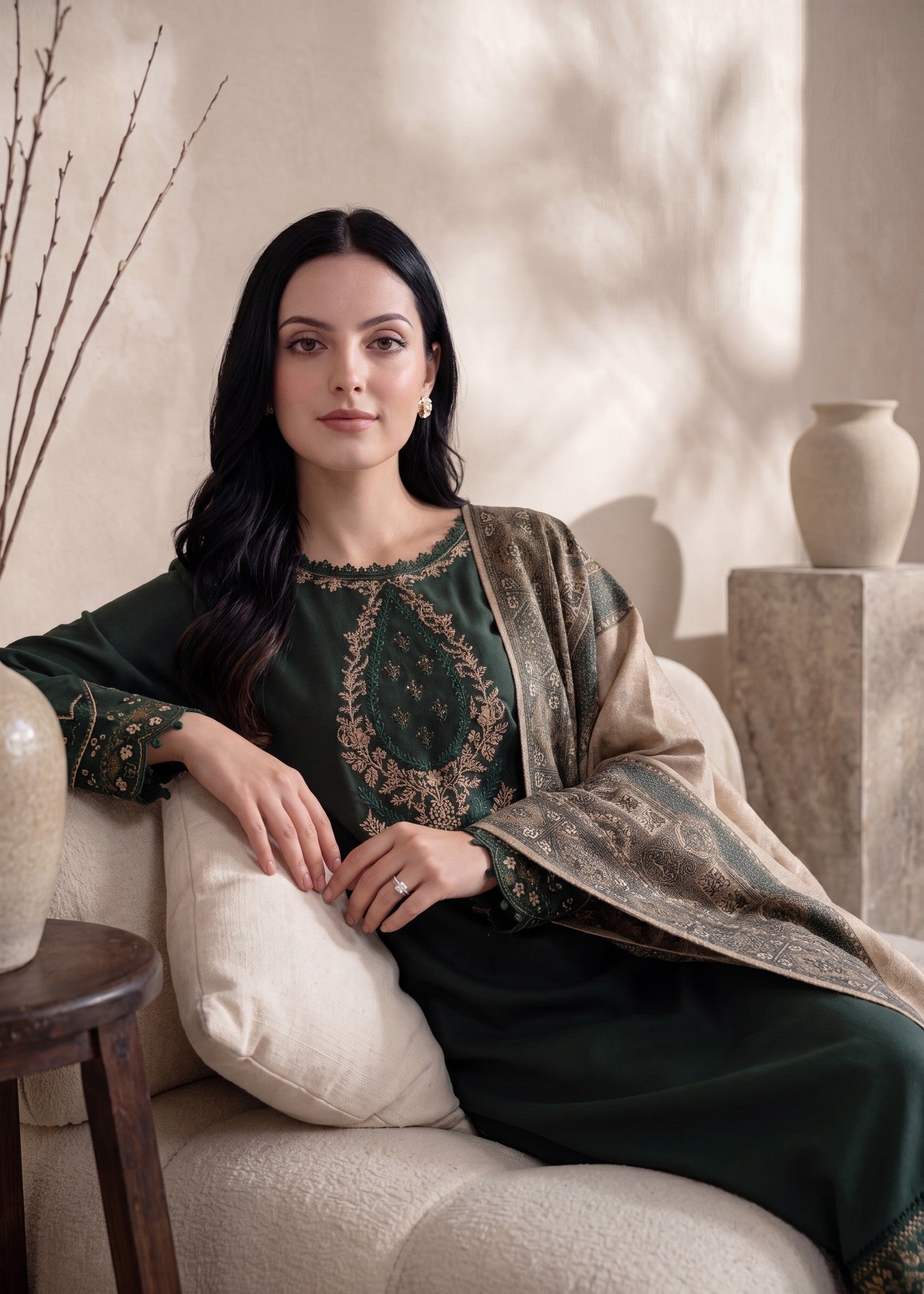 lawn Kurta Set in Green