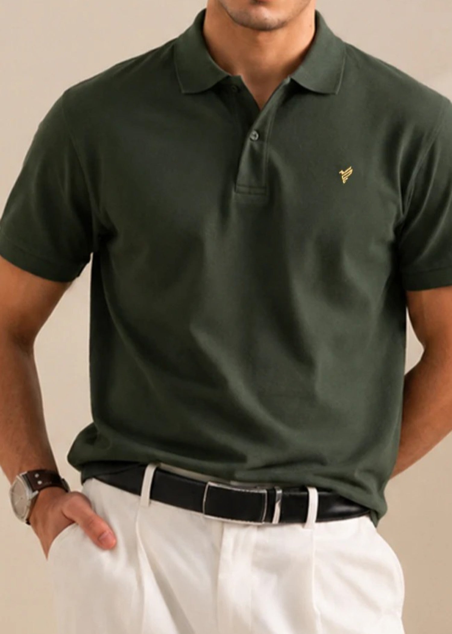 cotton Polo Shirt in Green