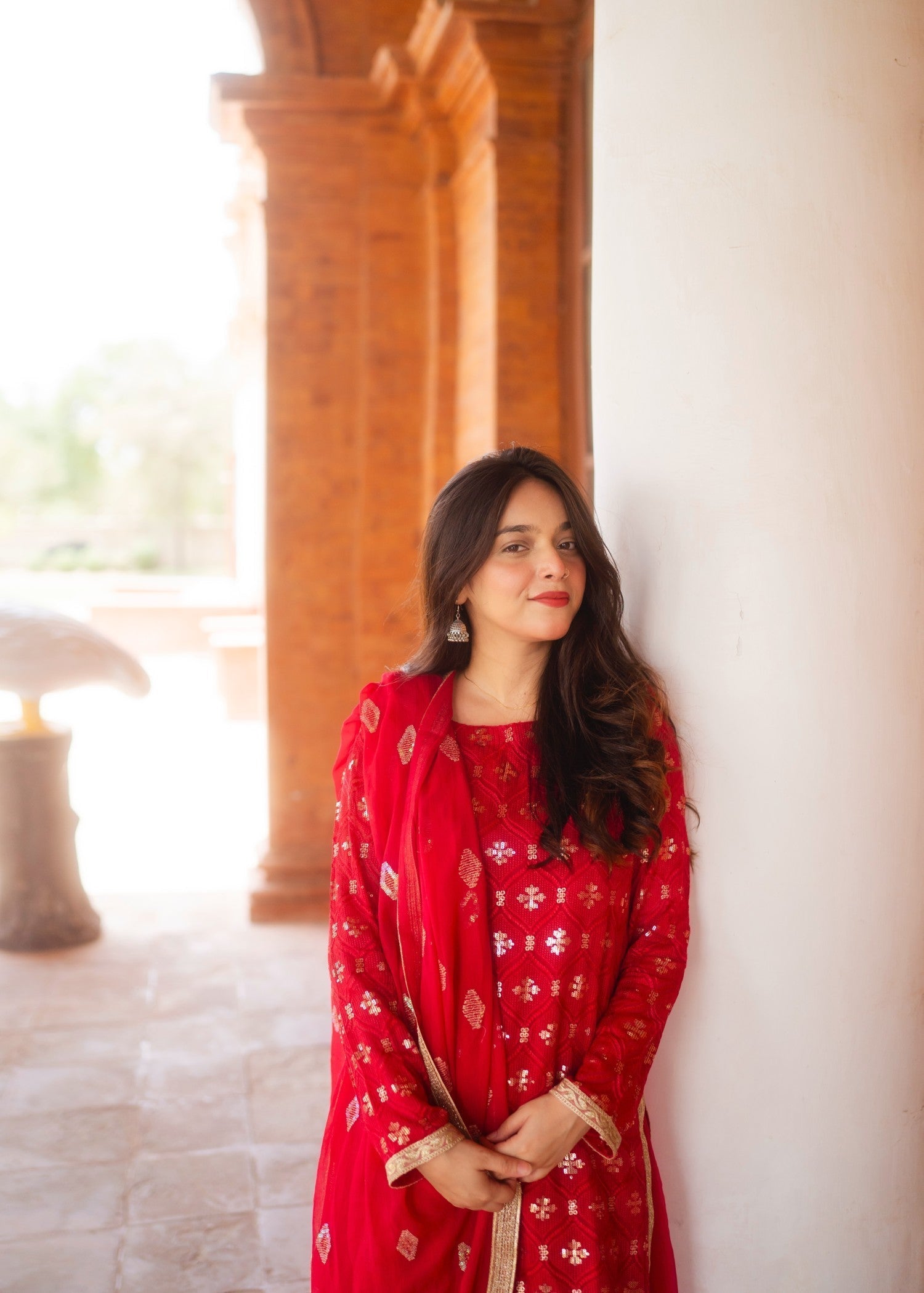 bemberg crinkle chiffon Sharara in Raspberry pink