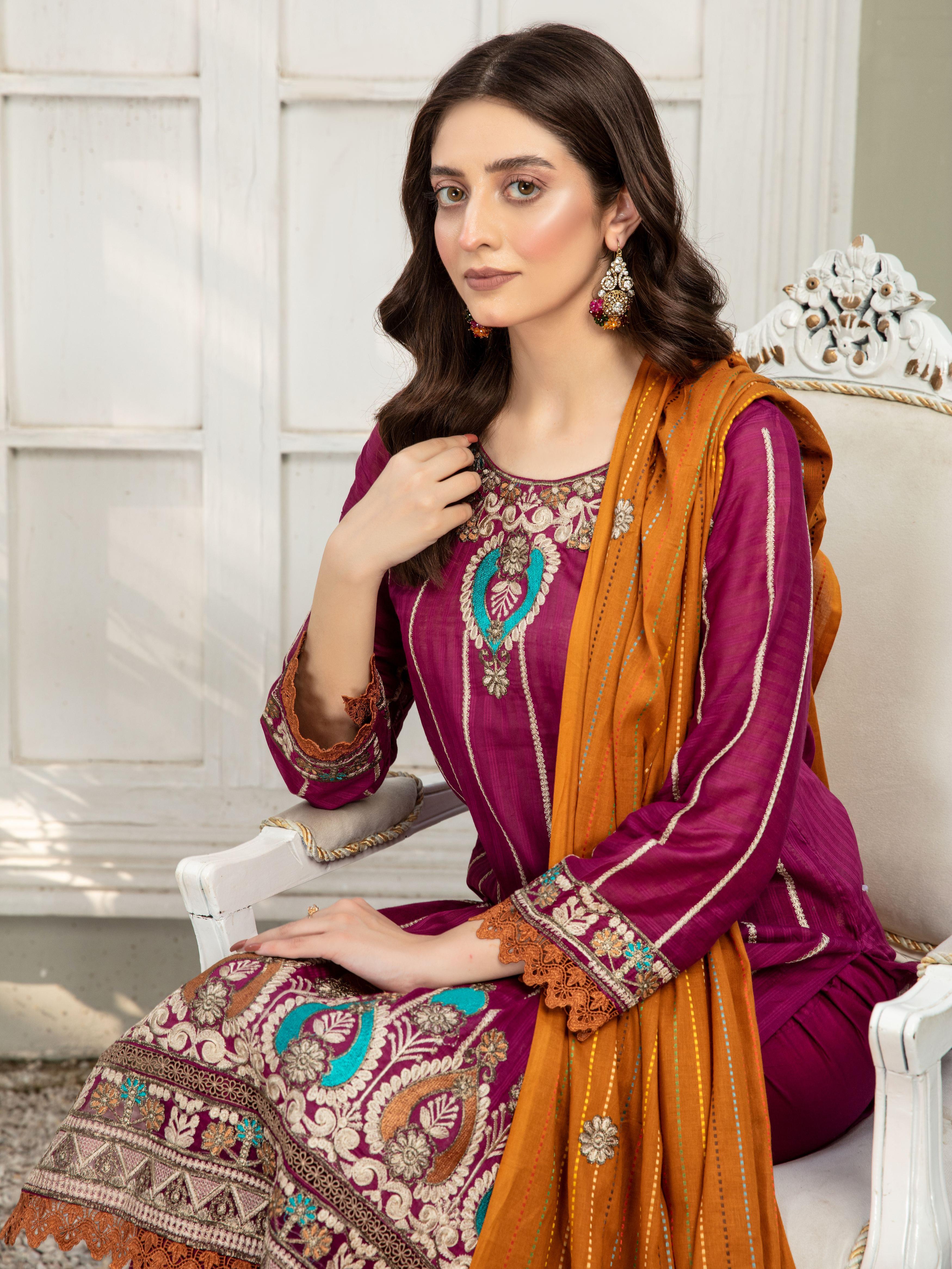 slub lawn Unstitched in Mulberry