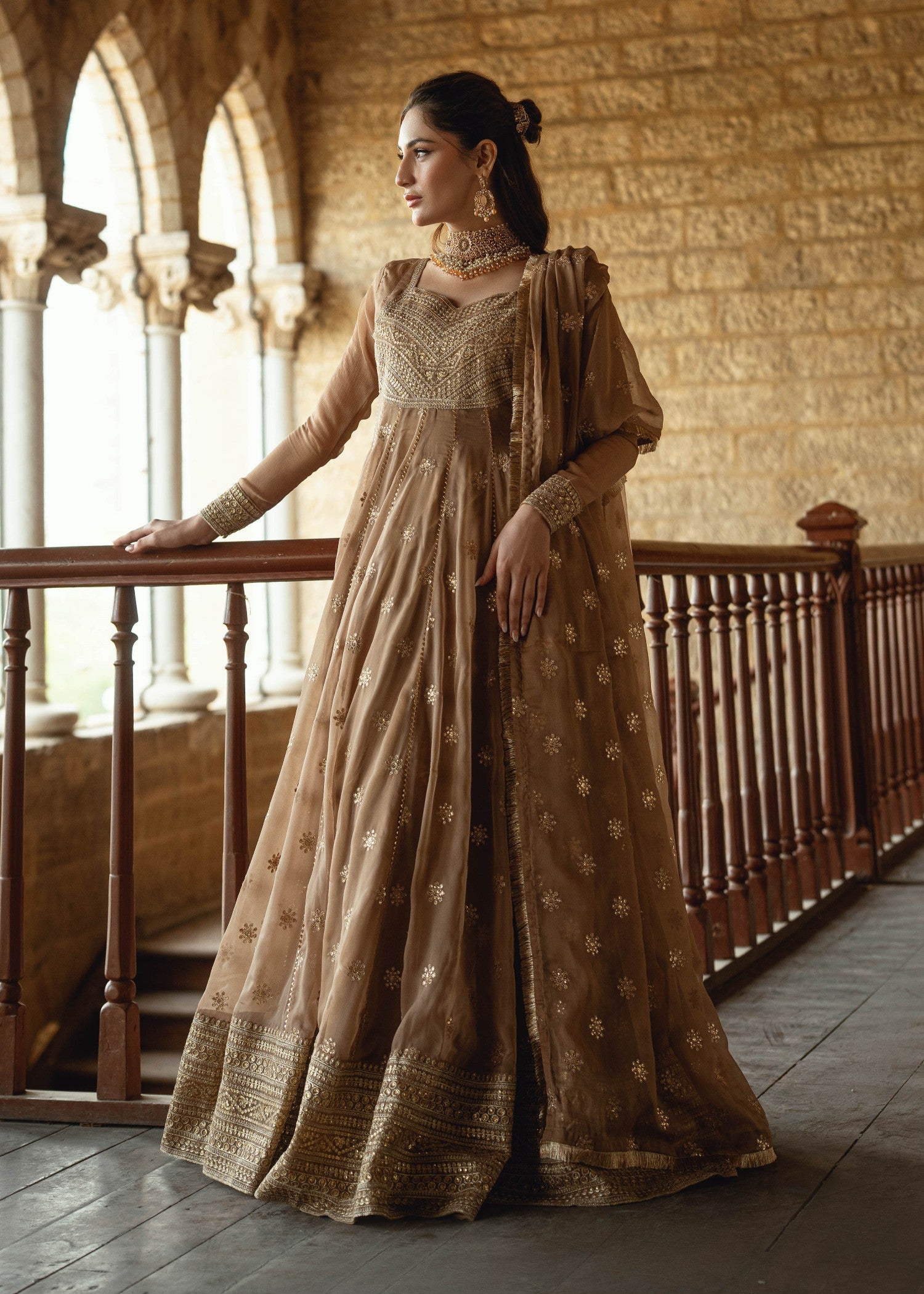 chiffon Maxi in Camel brown