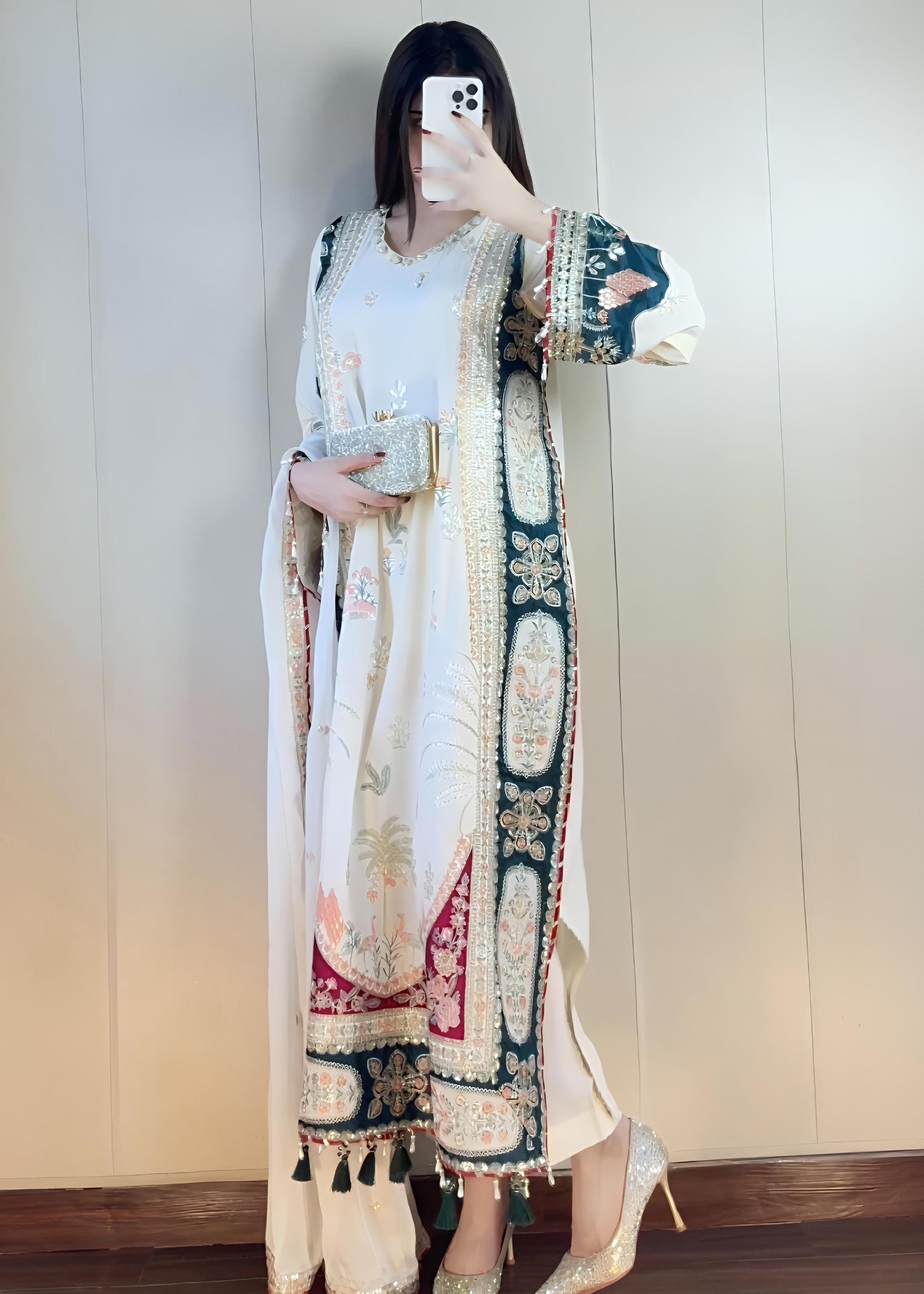 silk Kaftan in White