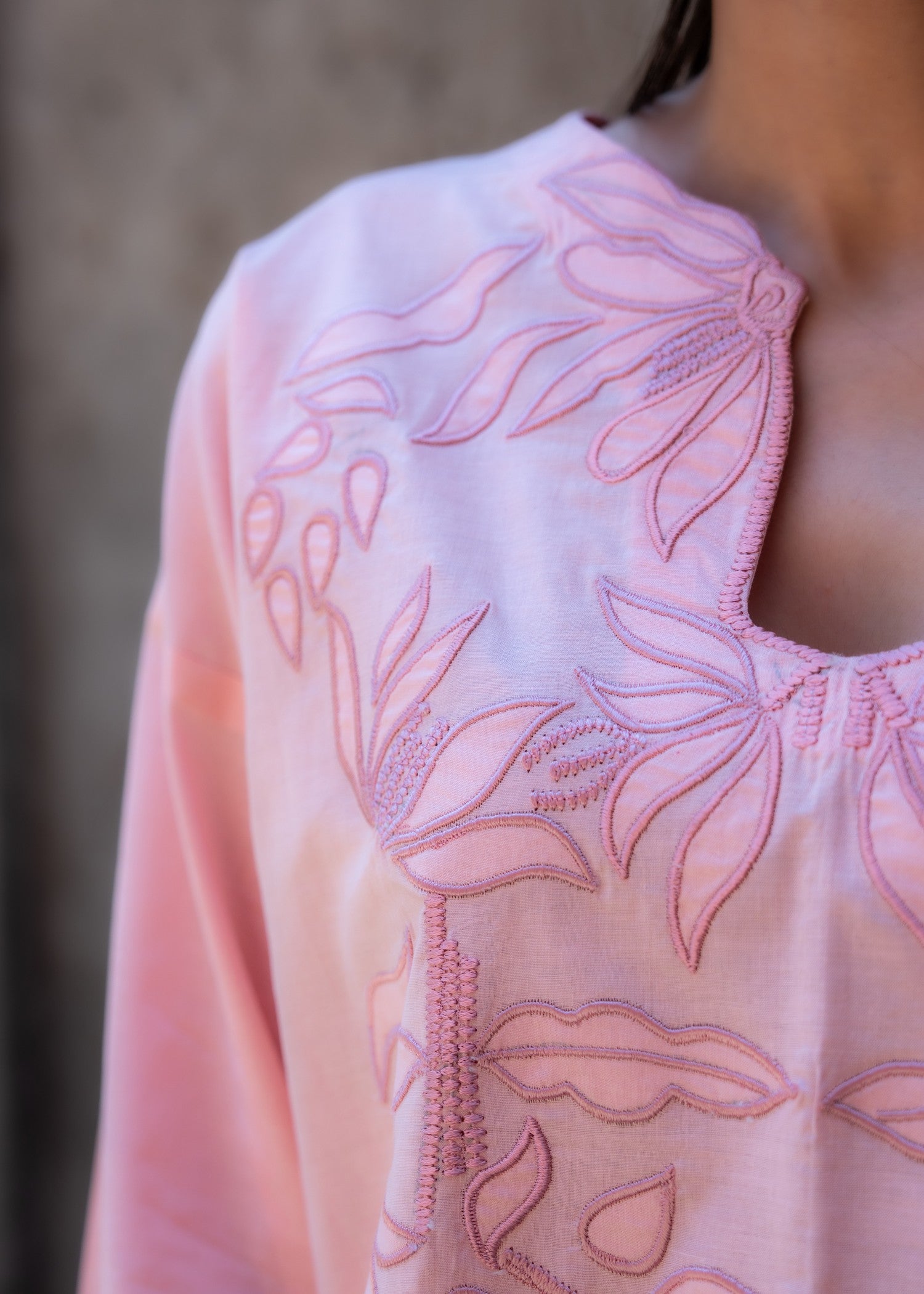 cotton linen Kurta Set in Pink