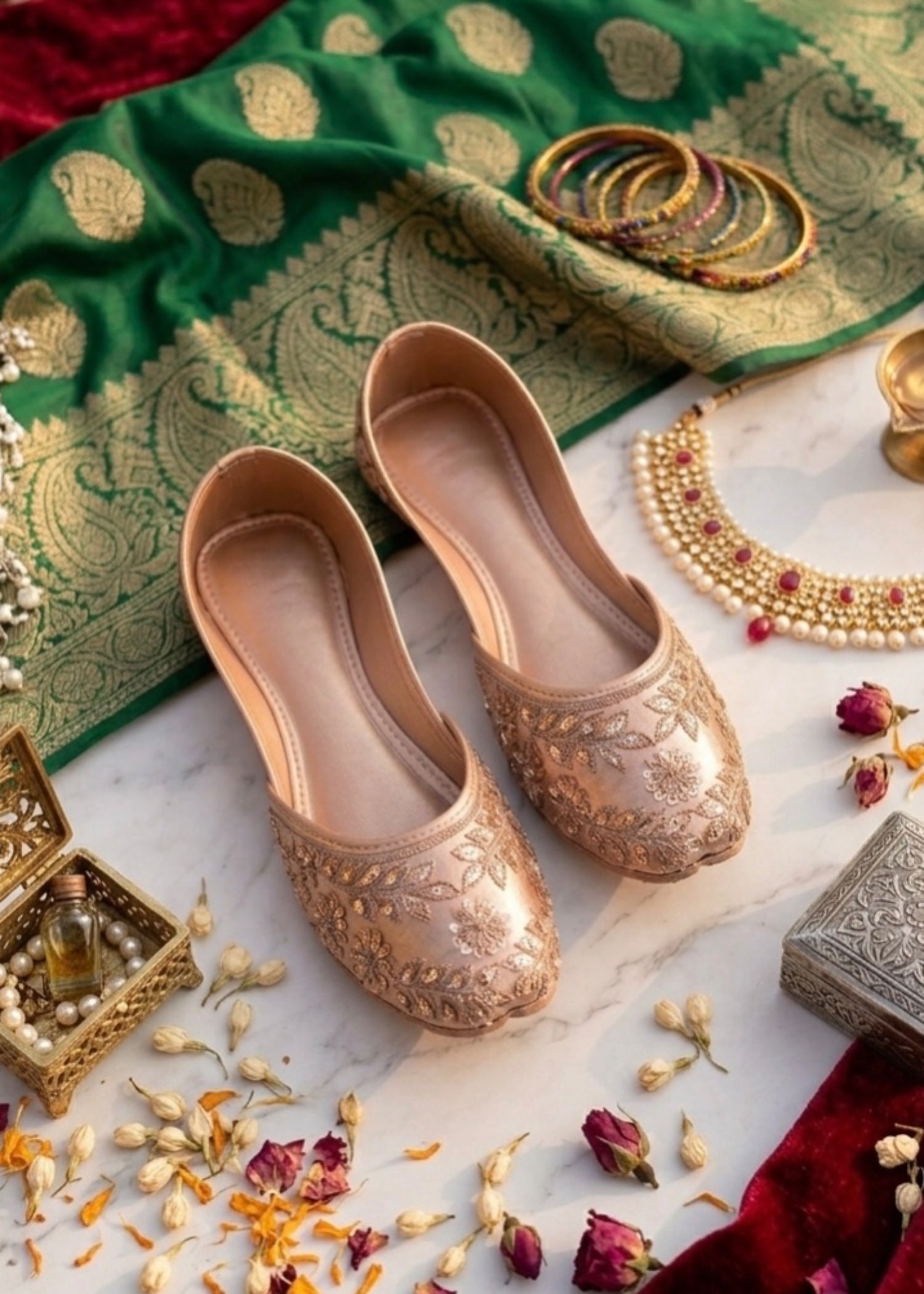 Khussa in Peach pink by - High Quality Women Khussa XPW2117