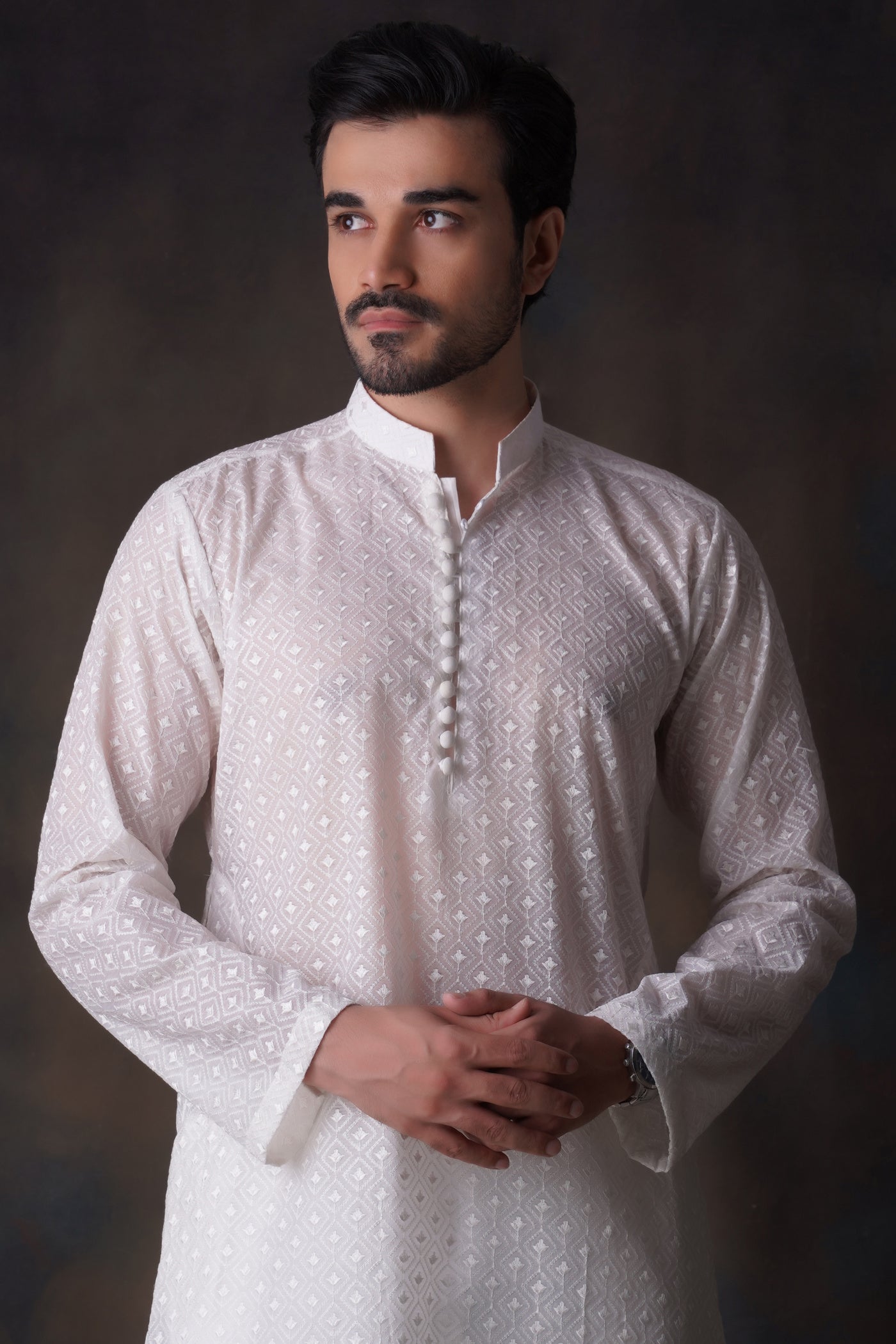 chikankari cotton Kurta Set in Off-white