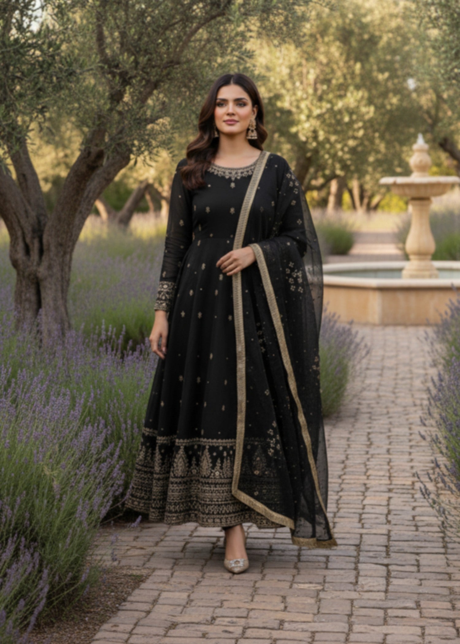 kattan silk Maxi in Black