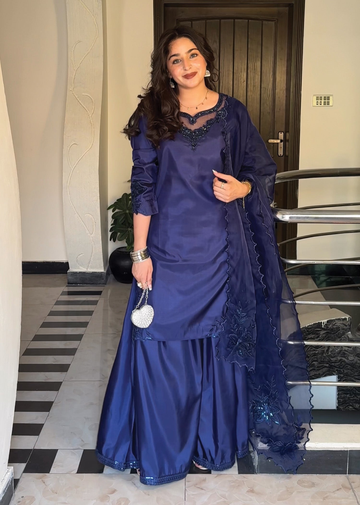 silk Sharara in Blue