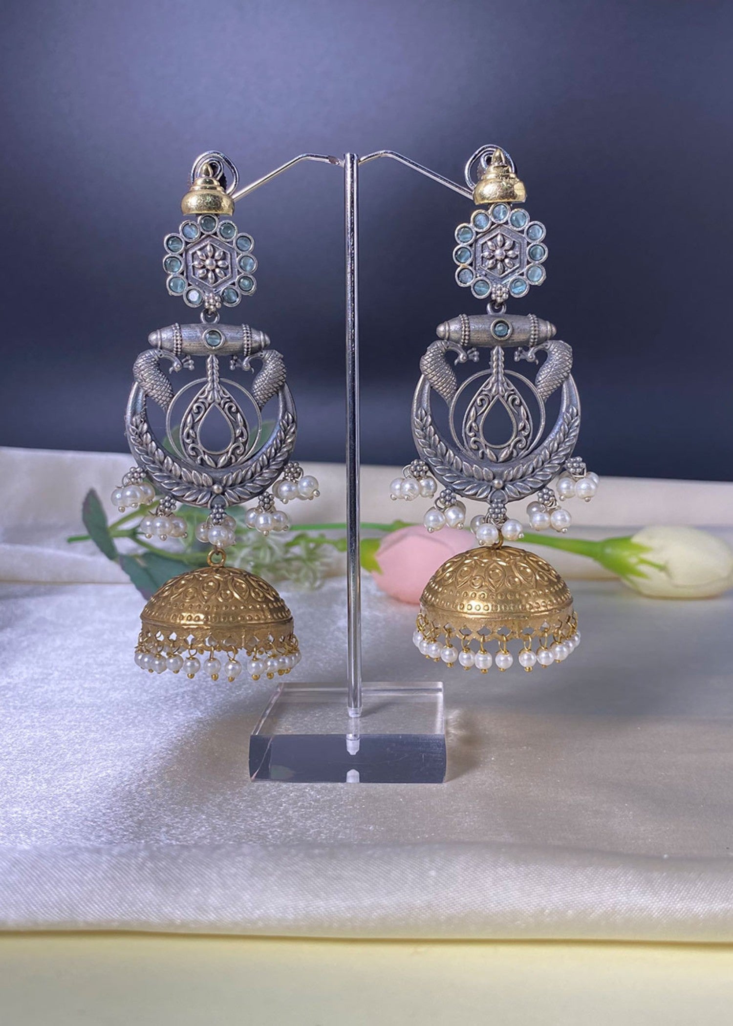 Earrings in Grey Color by - Trendy Women Earrings ICV4745