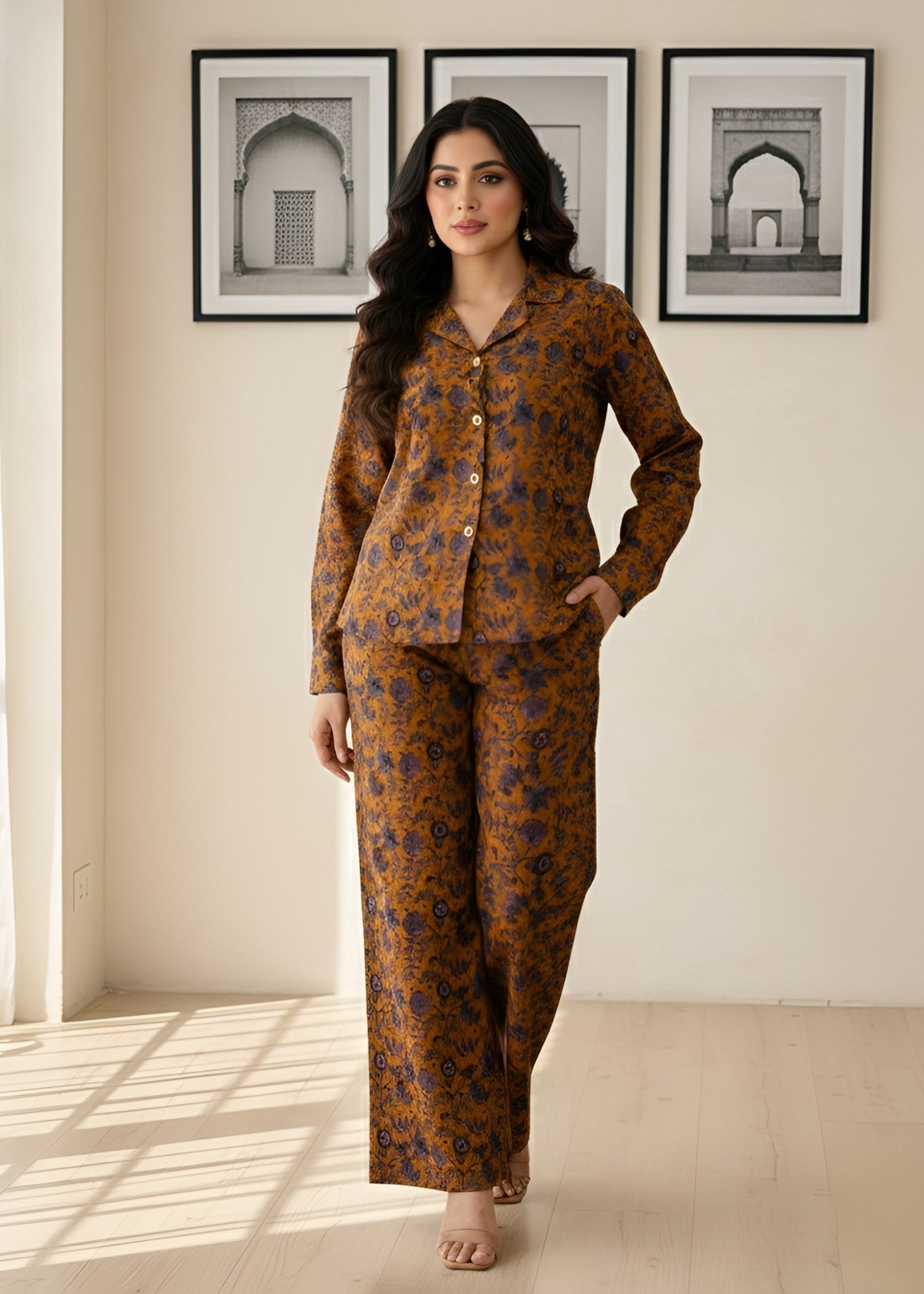 dhanak Co Ord Sets in Chocolate brown