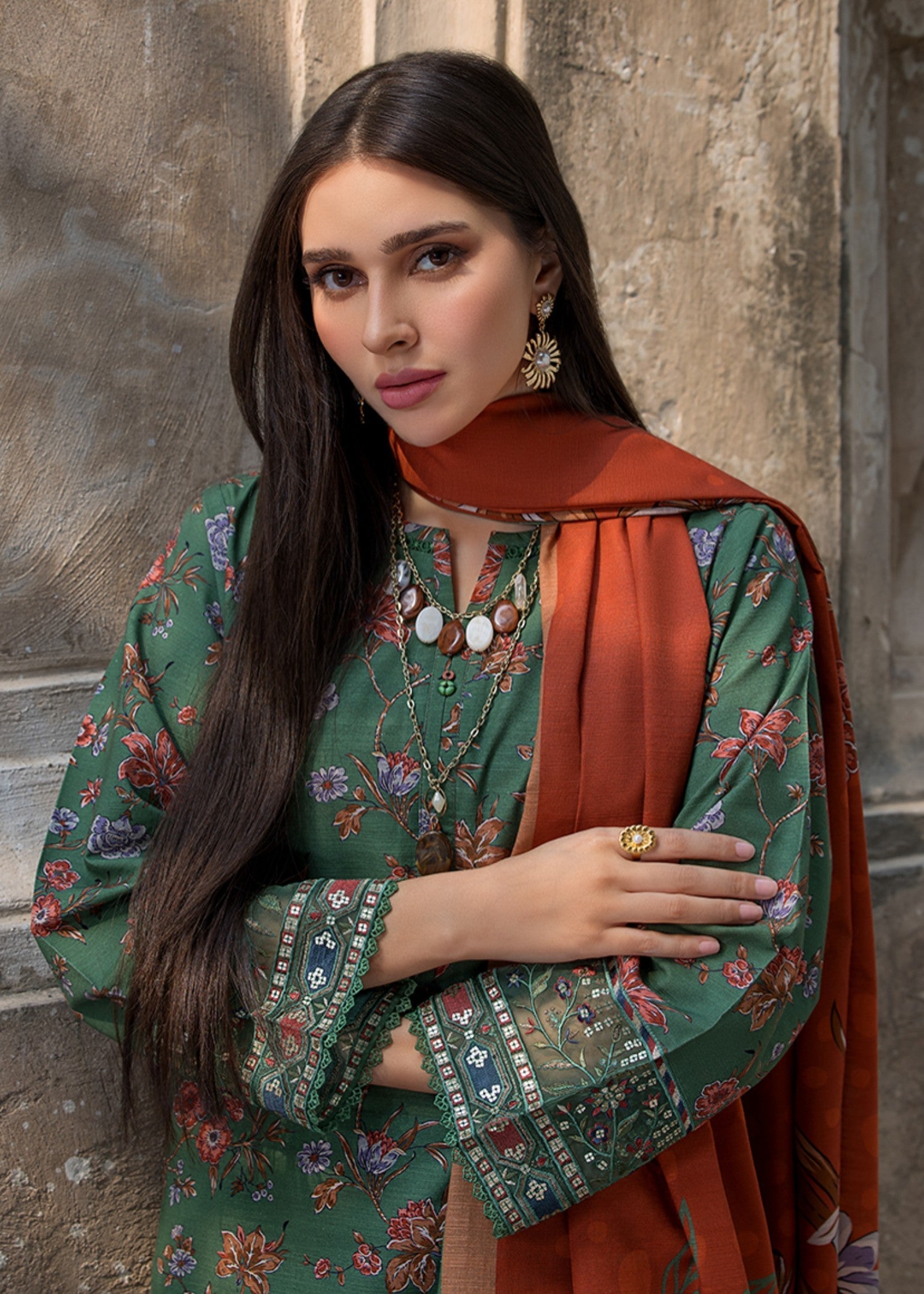 khaddar Kurta Set in Sea green