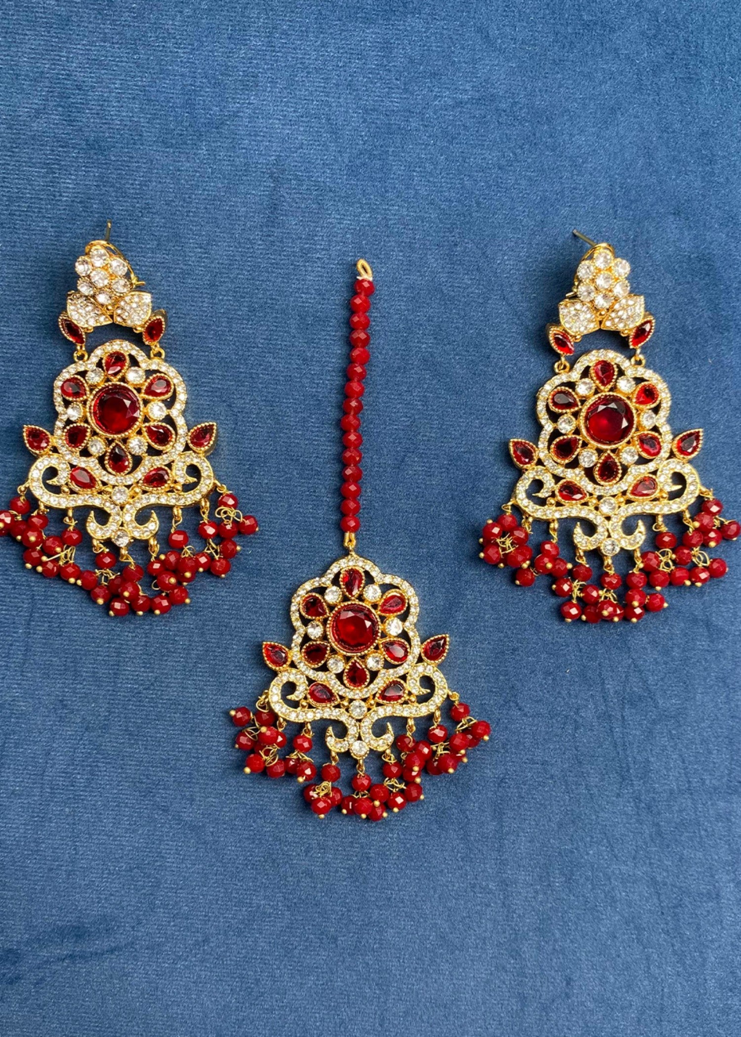 Jewelry Set in Ruby red Color by - Trendy Women Jewelry Set SAY1303