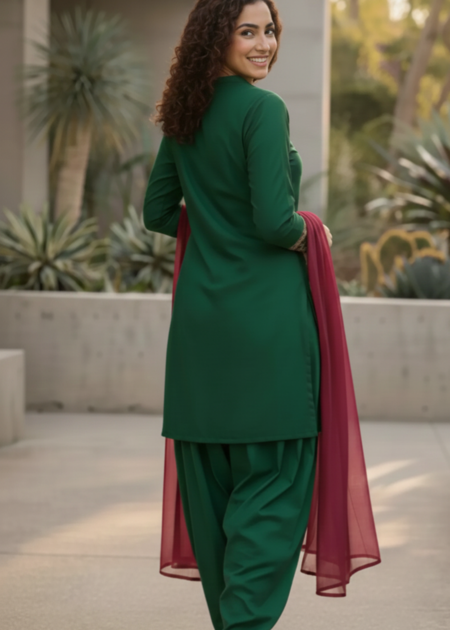 raw silk Kurta Set in Green