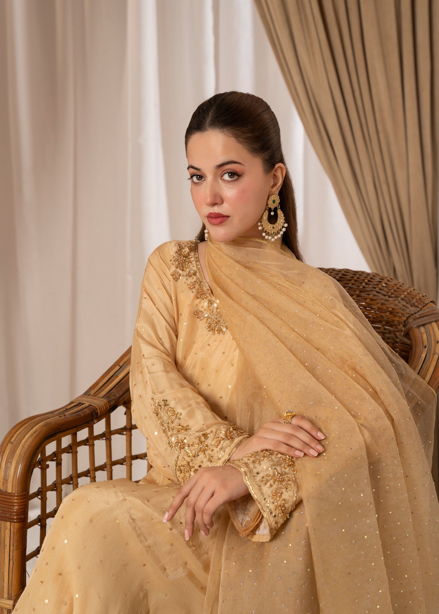 tussar silk Kurta Set in Gold