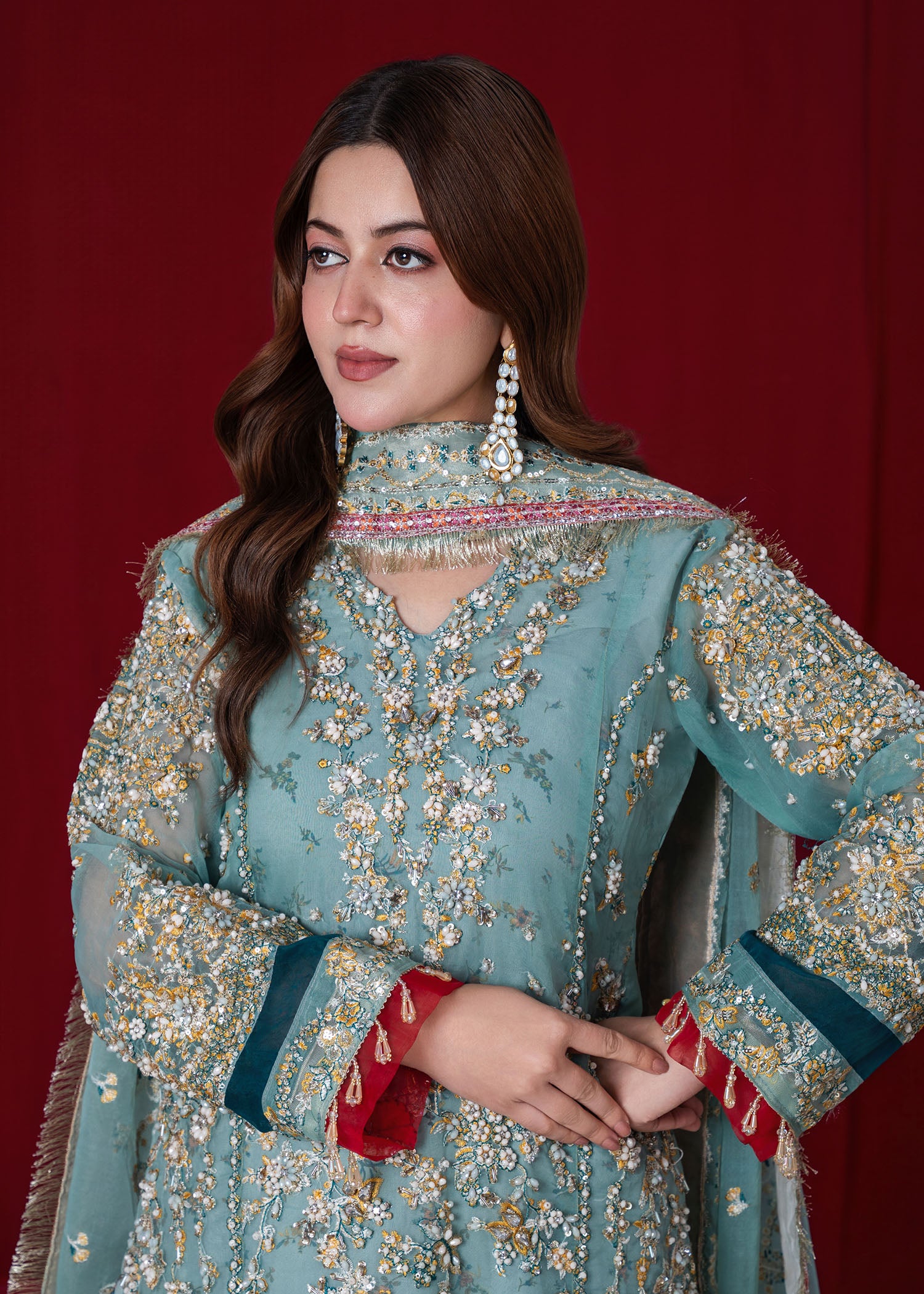 organza Sharara in Sky blue