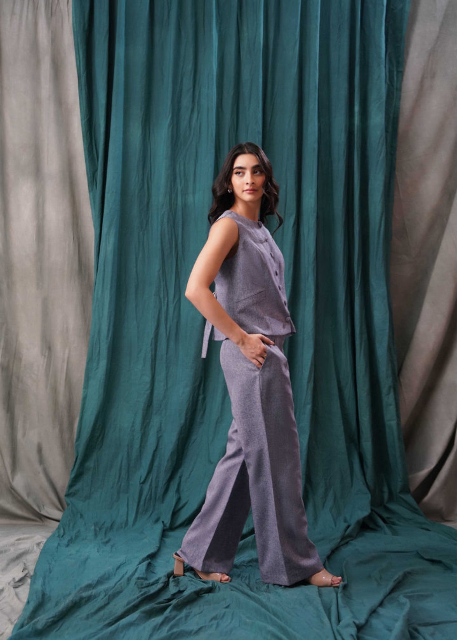 polyester Pants in Lavender grey