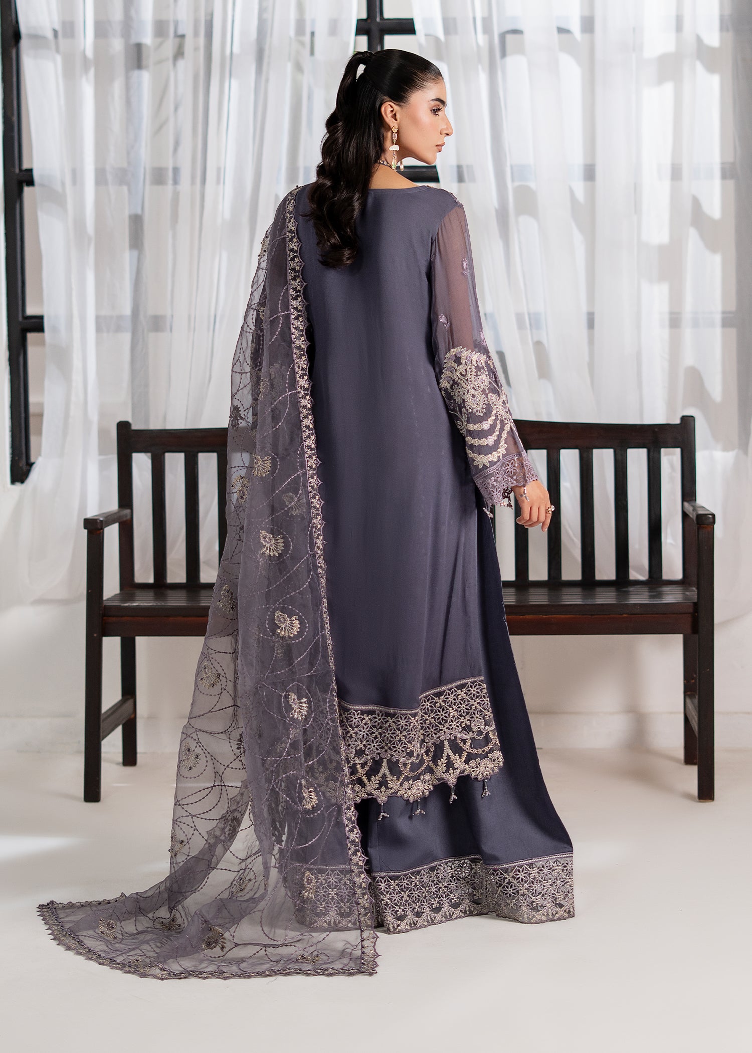 chiffon Sharara in Slate grey
