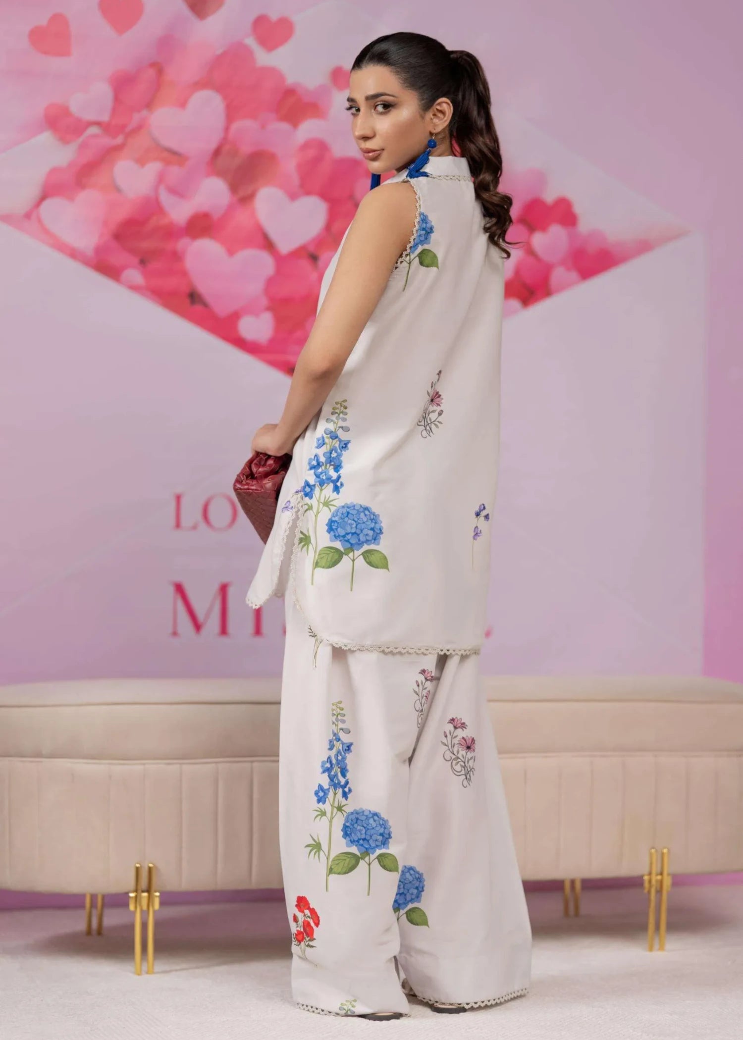 silk finish lawn Co Ord Sets in White