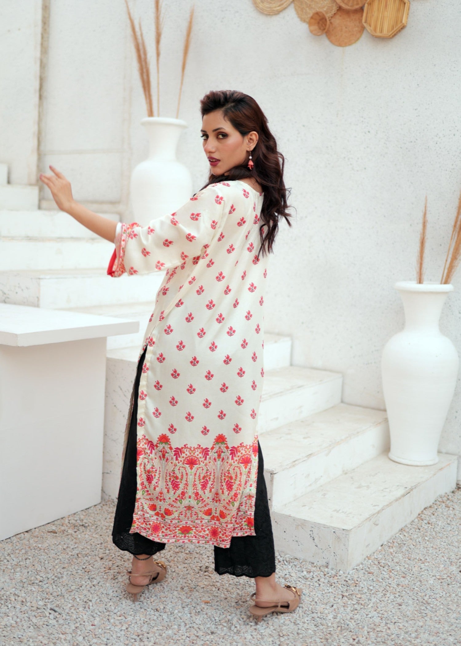 raw silk Kurti in Off-white