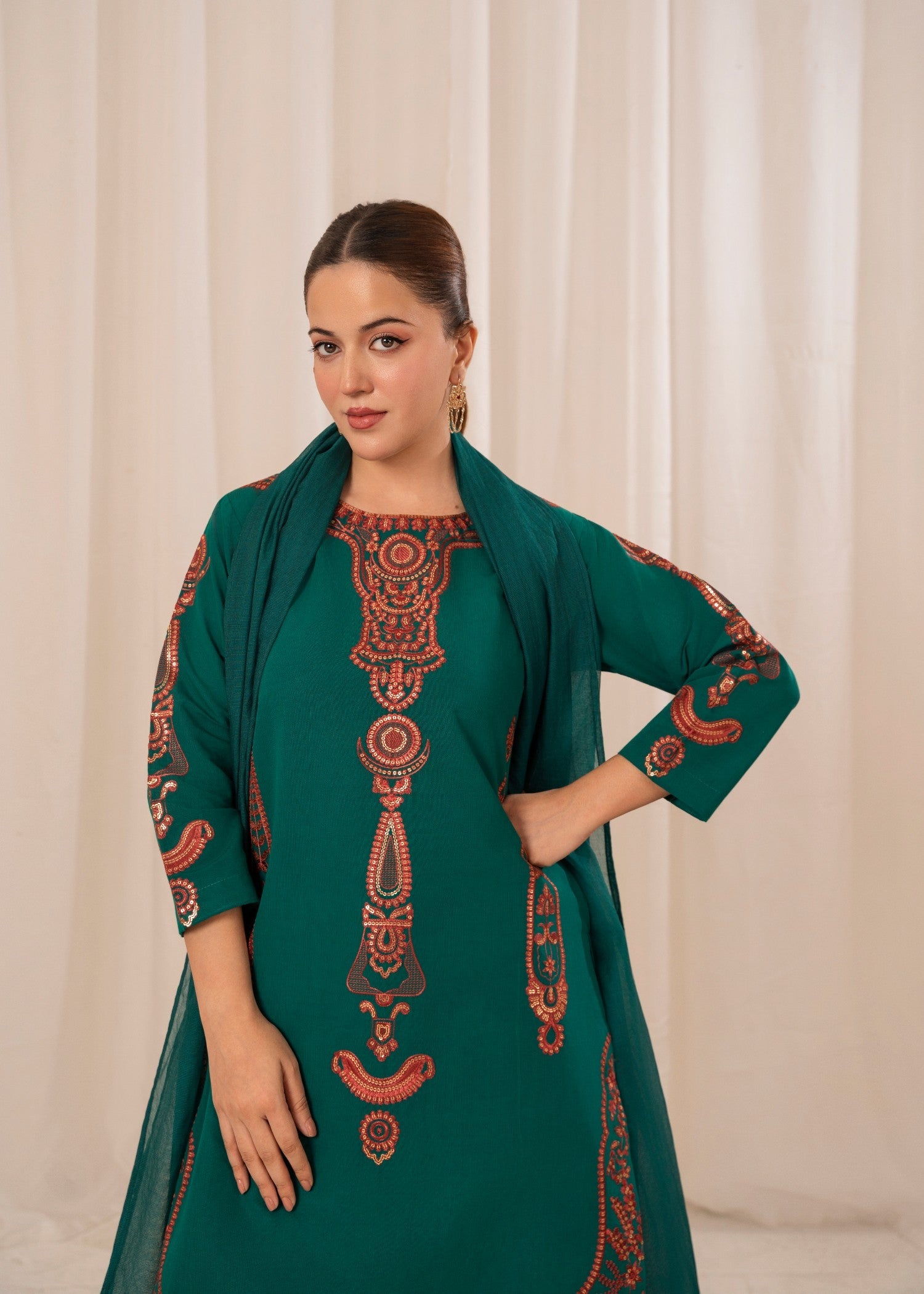 cotton viscose Kurta Set in Hot pink