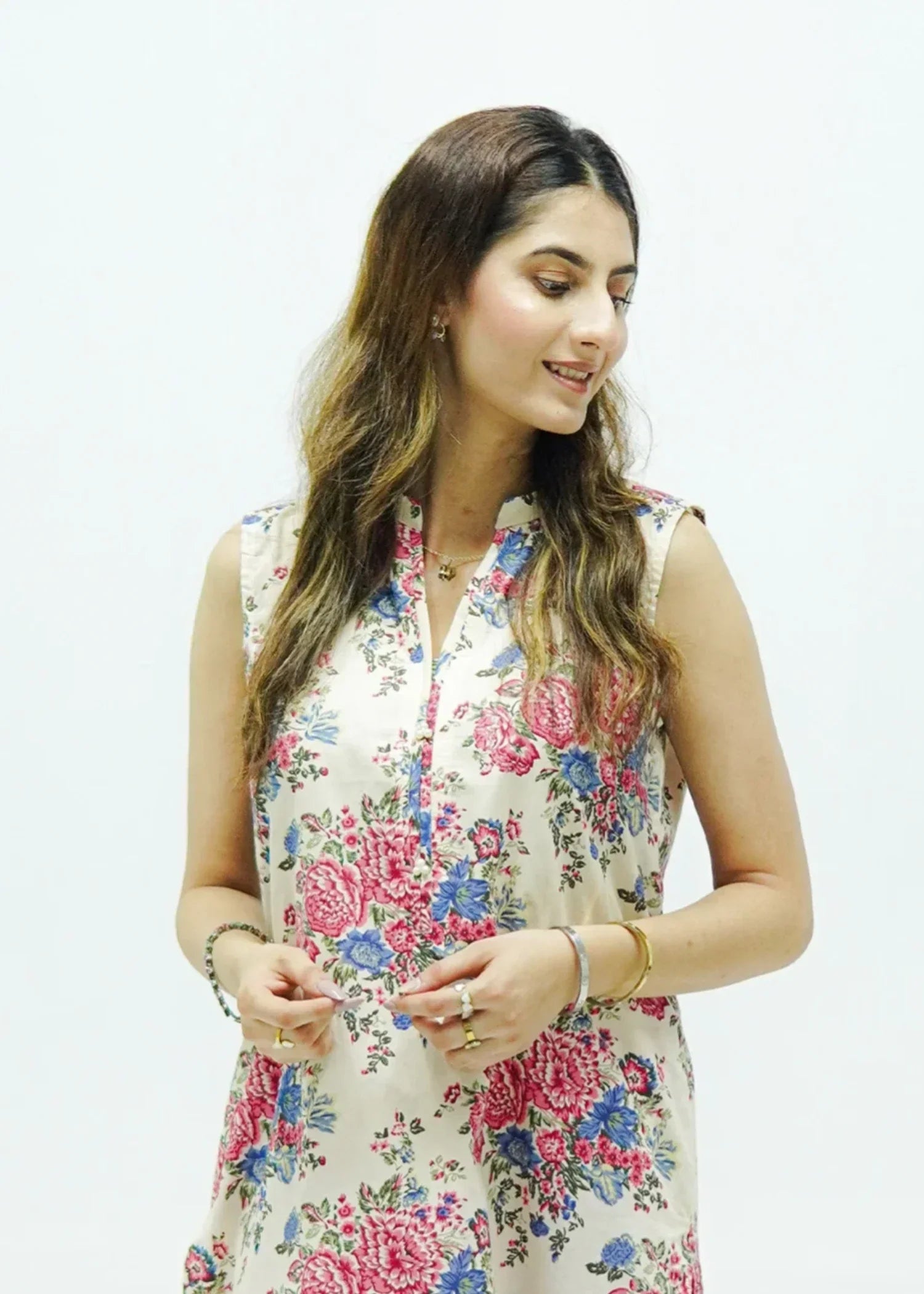 lawn cotton Co Ord Sets in Beige, yale blue, bubblegum pink