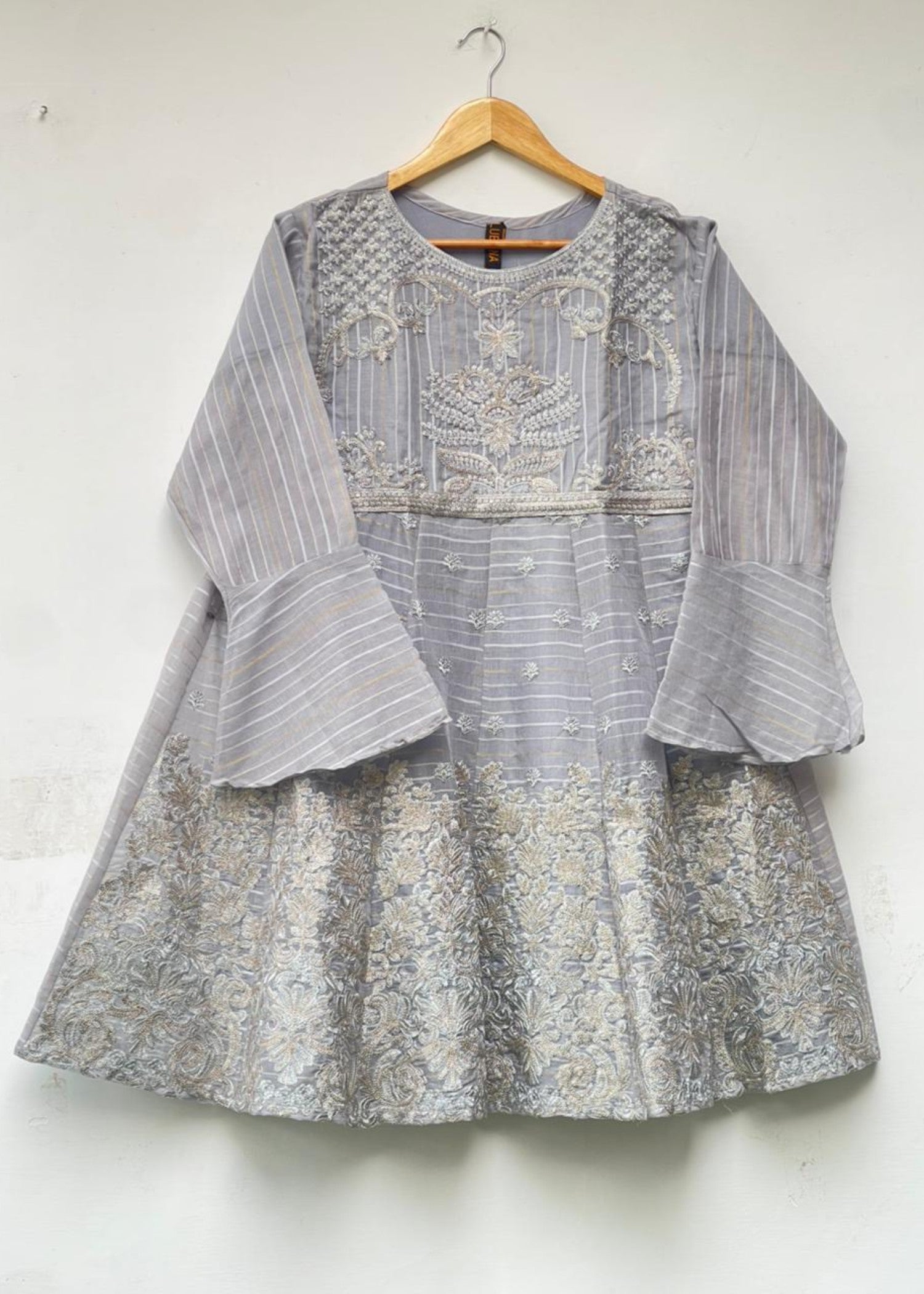 paper lawn Short Frock in Grey