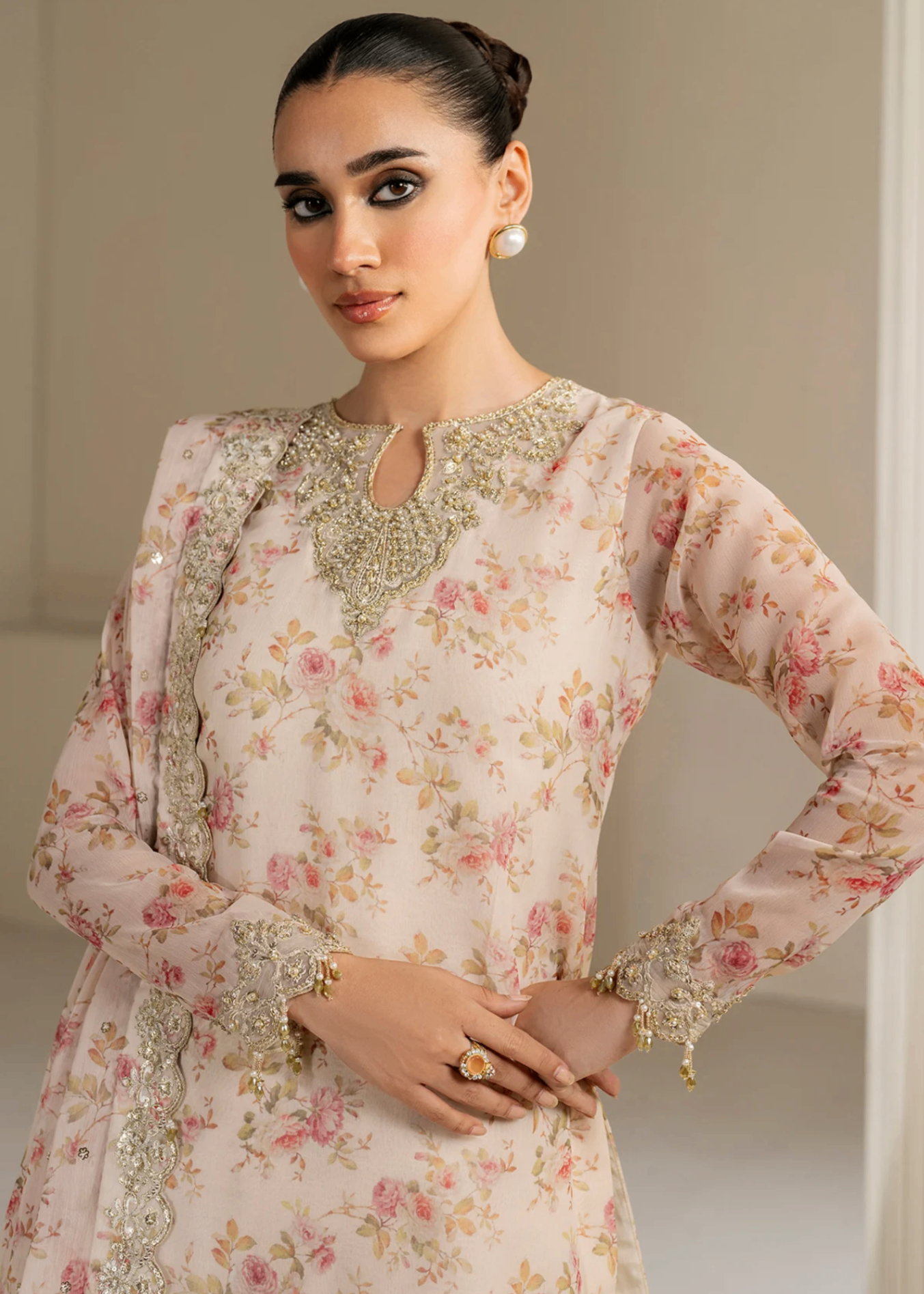 chiffon Unstitched in Pale pink
