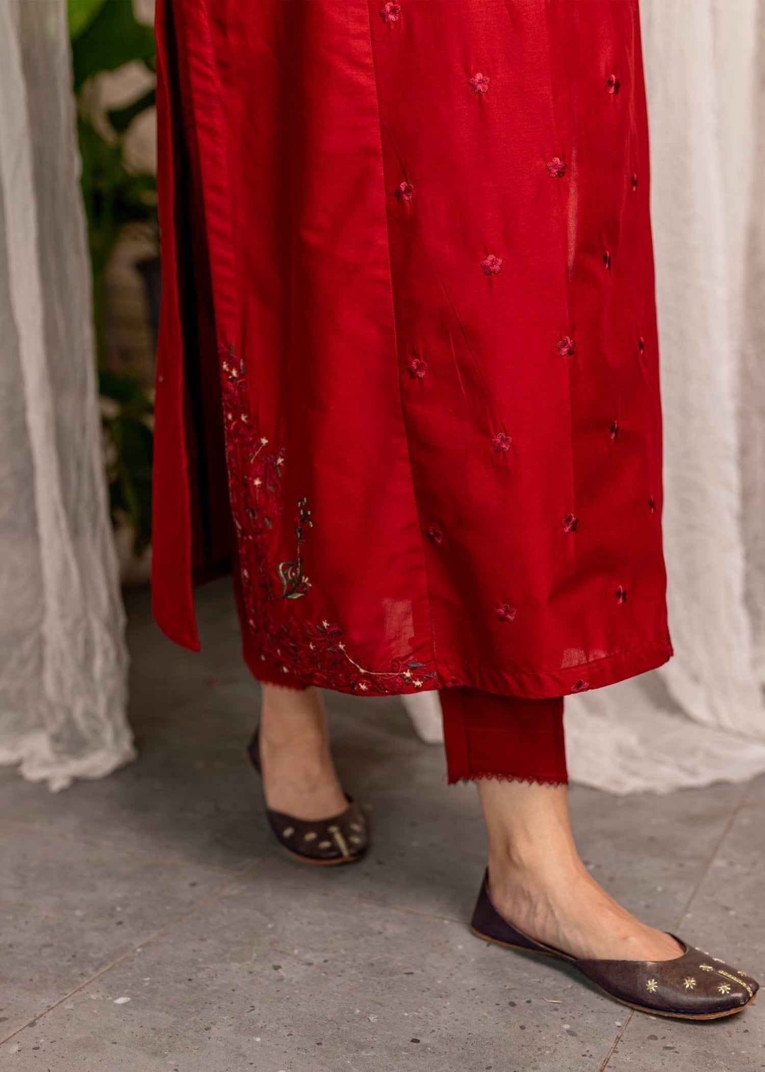 cotton viscose Kurta Set in Red