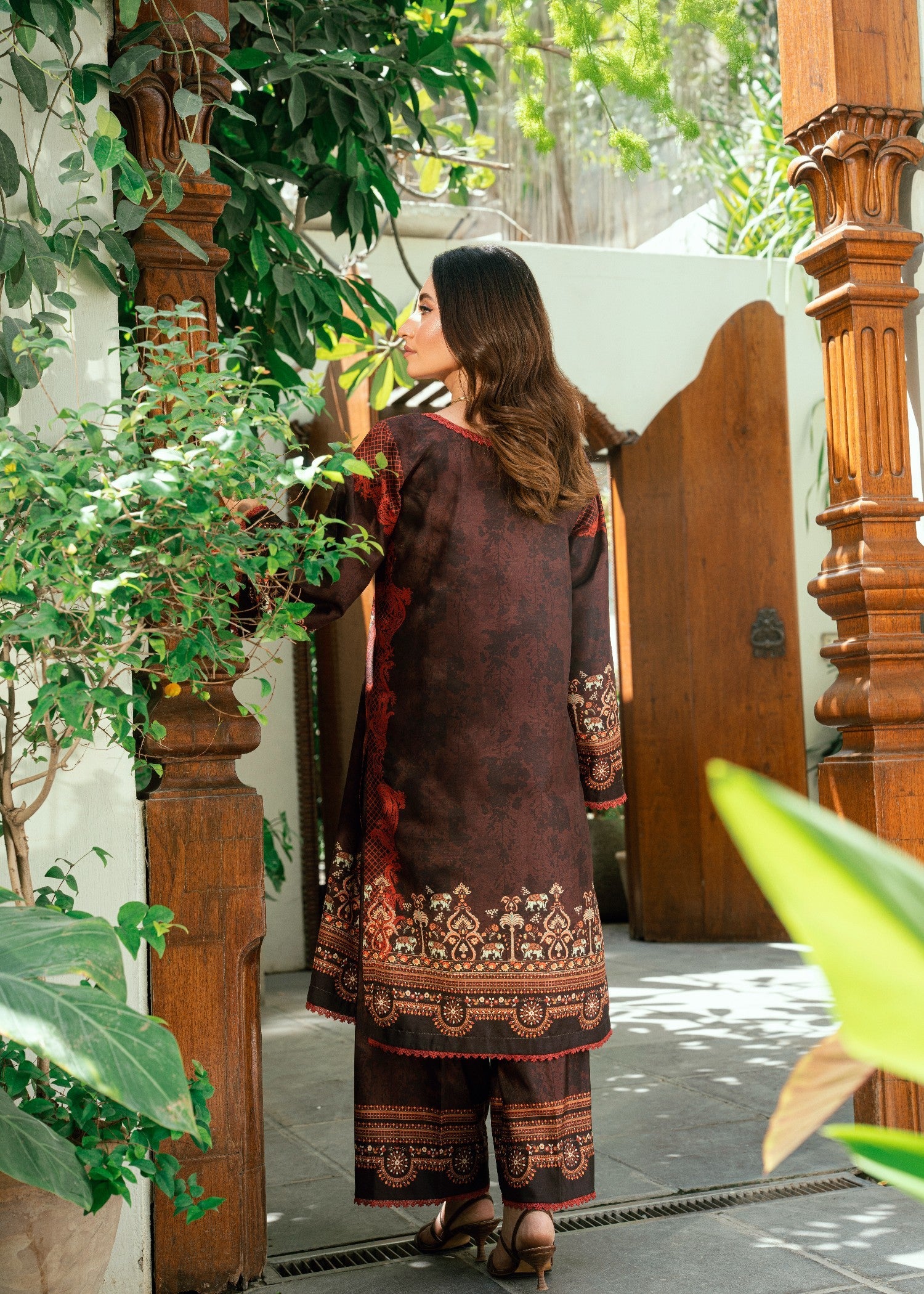 slub lawn Co Ord Sets in Brown