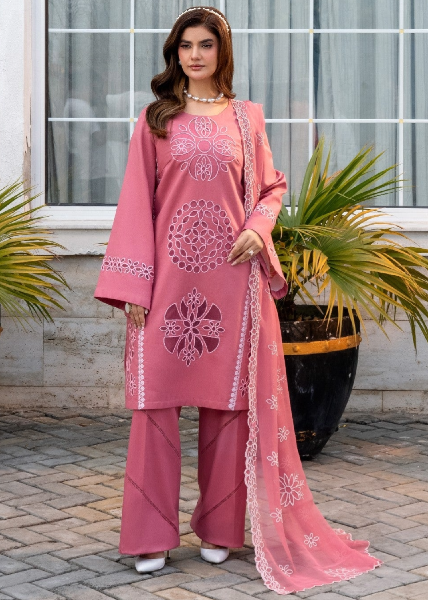 viscose Kurta Set in Salmon pink