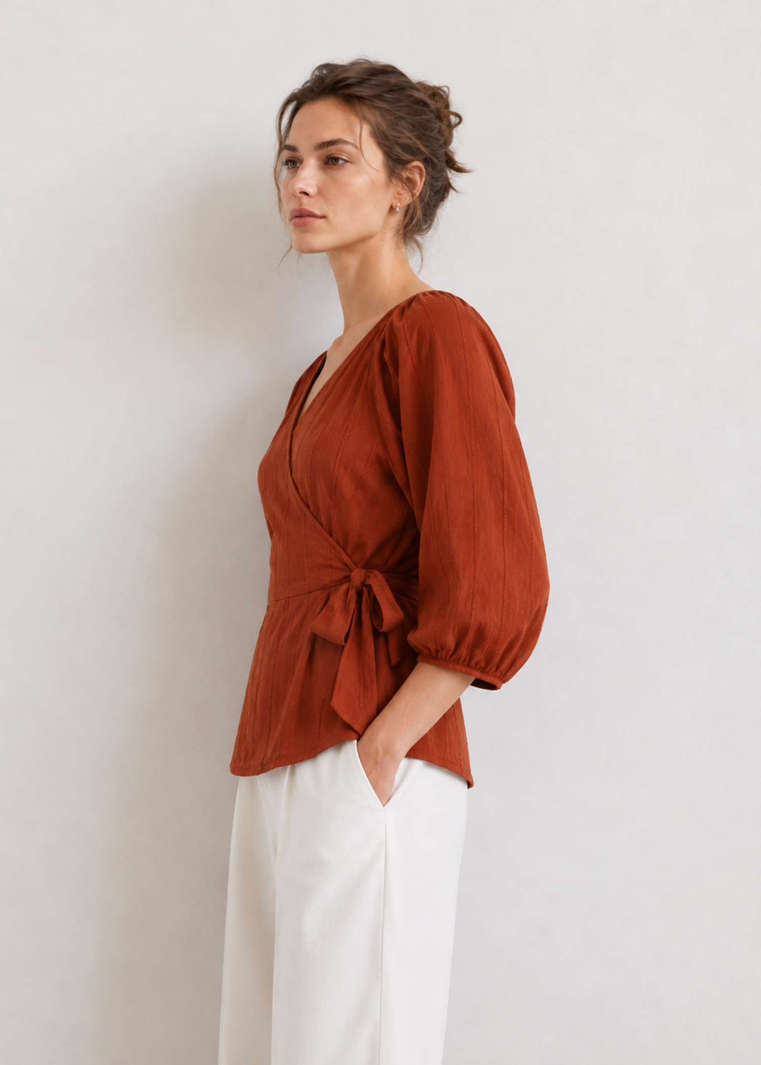 linen Blouse in Russet brown