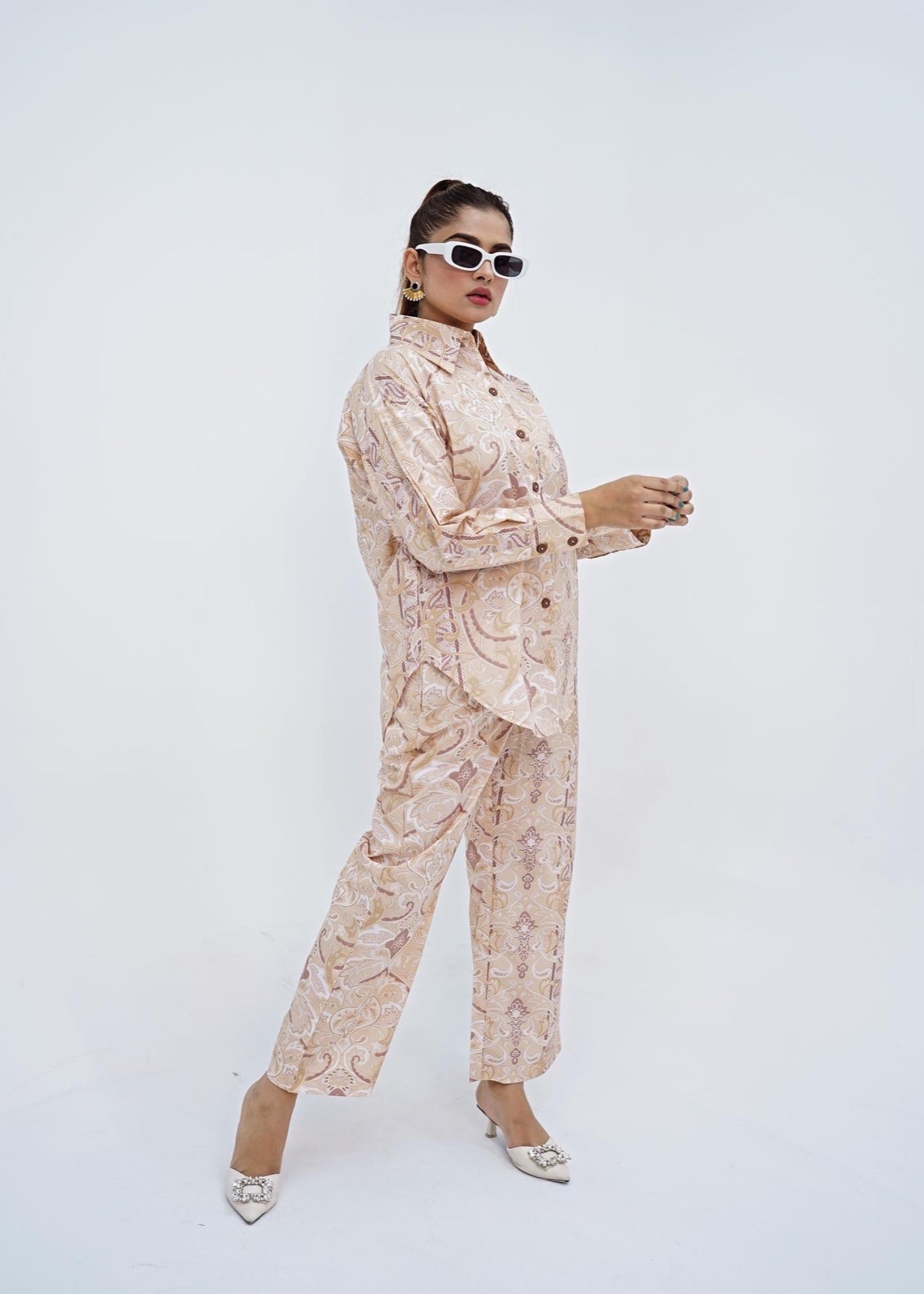 cotton silk Co Ord Sets in Beige