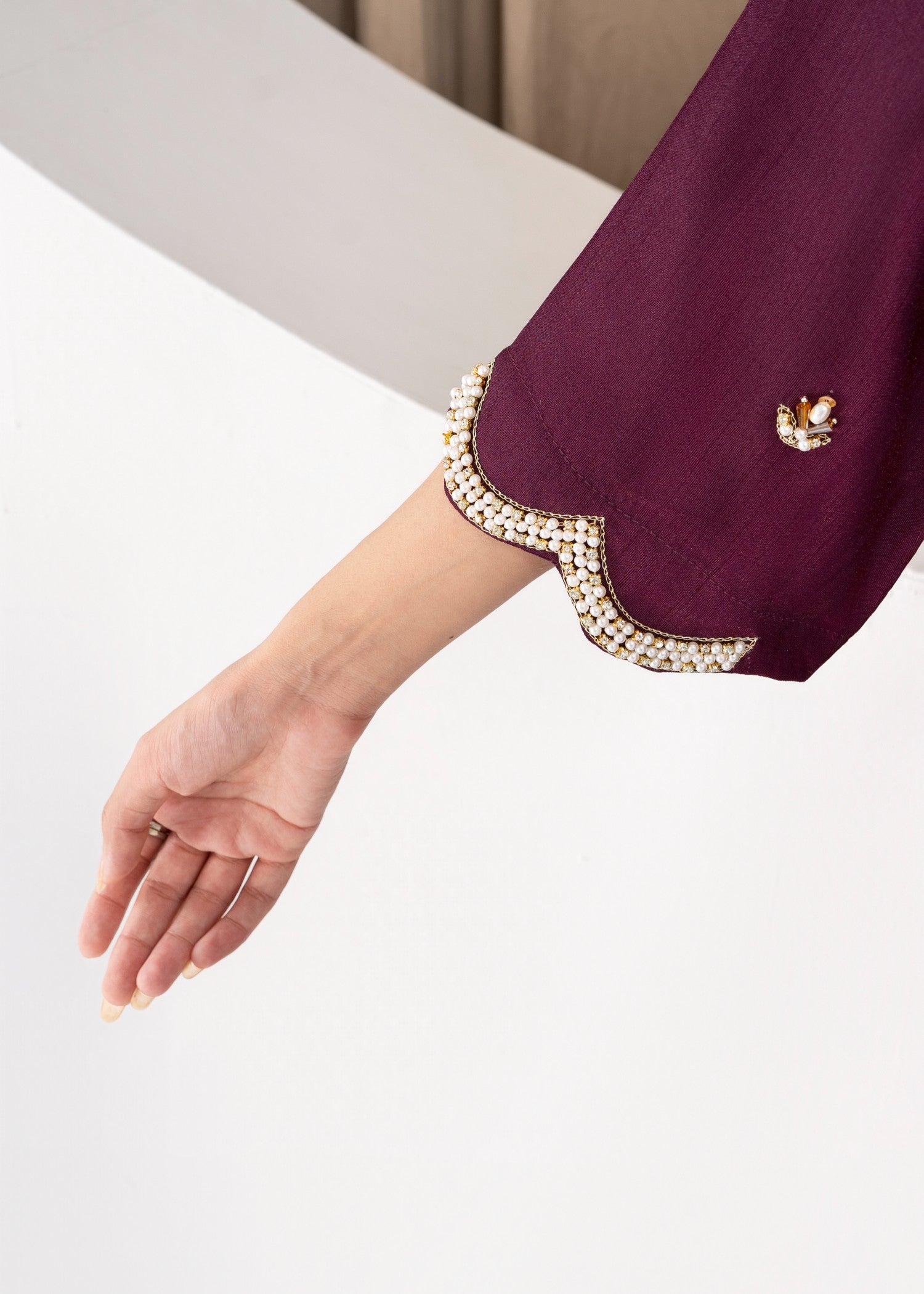 raw silk Kurta Set in Deep purple