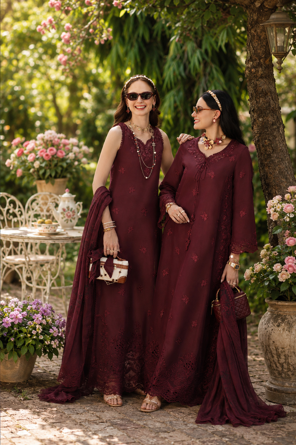 Noor Eid Printskhas Lawn – D10 – Burgundy