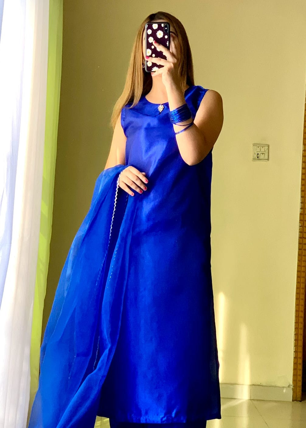 kattan silk Kurta Set in Blue