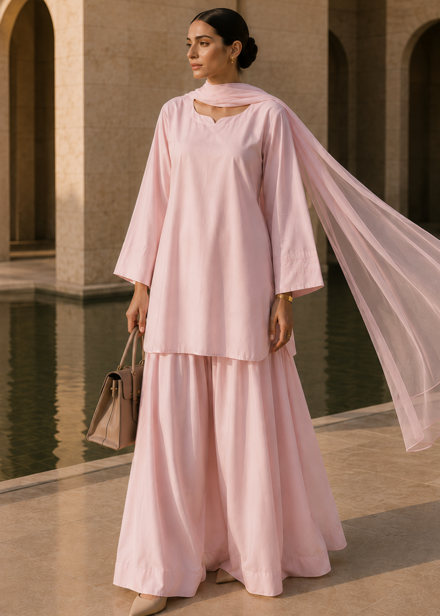 pure cotton Kurta Set in Rose pink