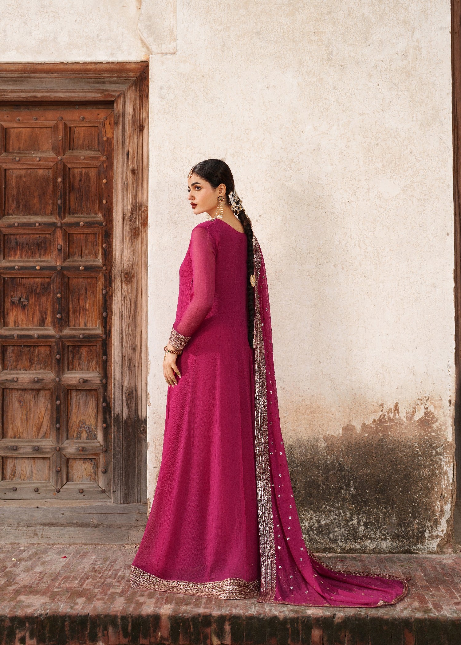 crinkle chiffon Maxi in Magenta haze