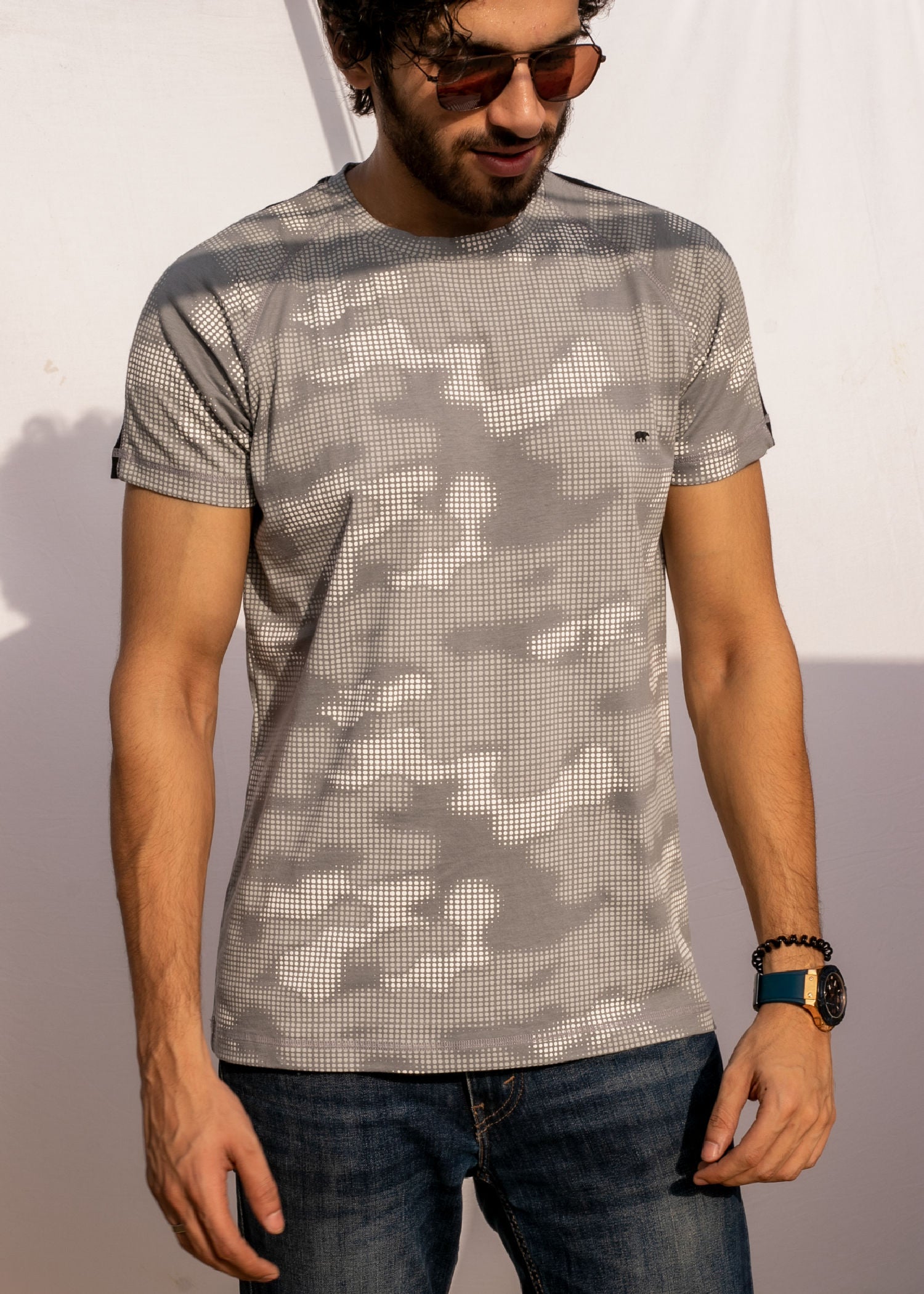 cotton T Shirt in Silver