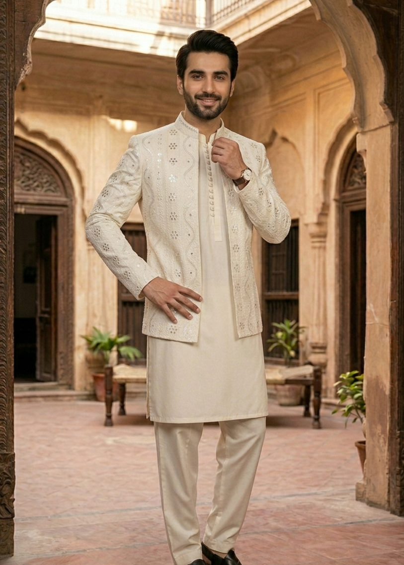 silk Prince Coat in Pearl white