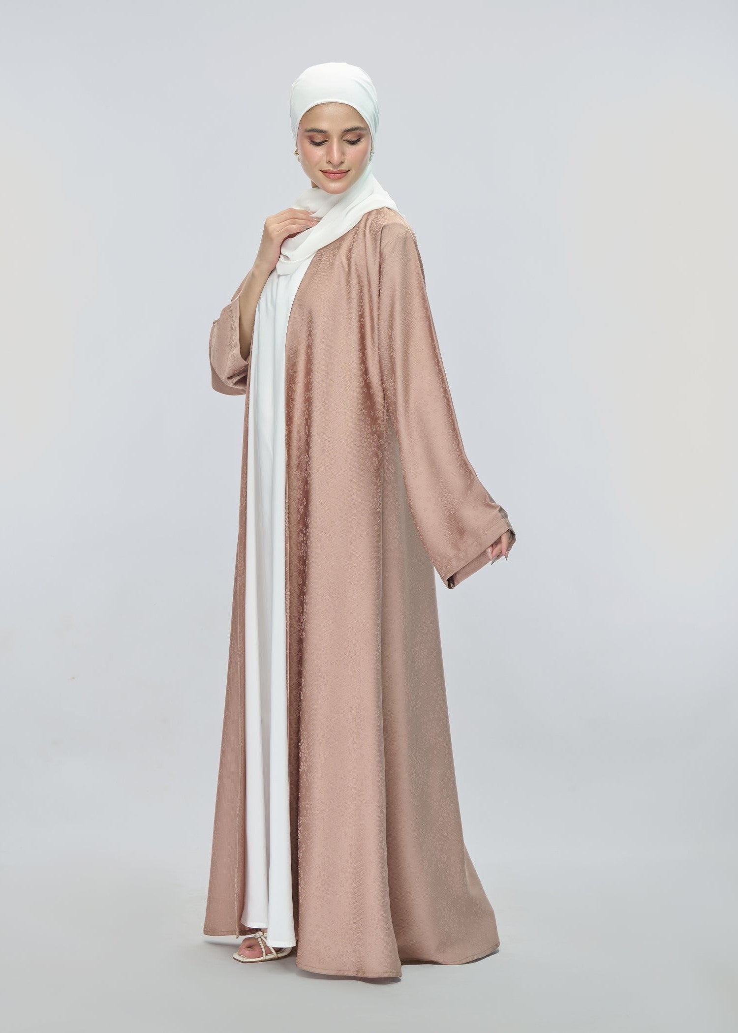 silk Abaya in Brown